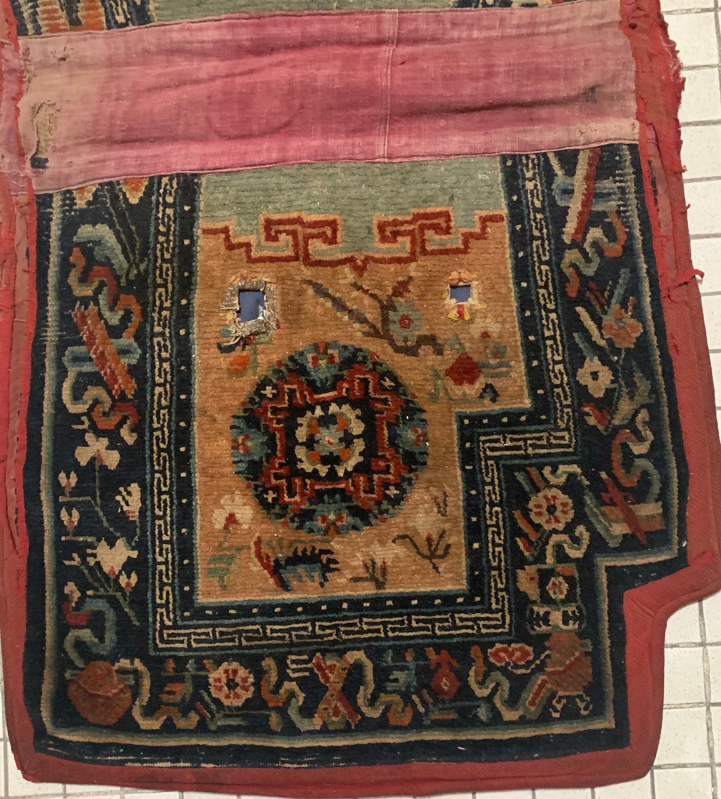 Antique Tibetan saddle rug