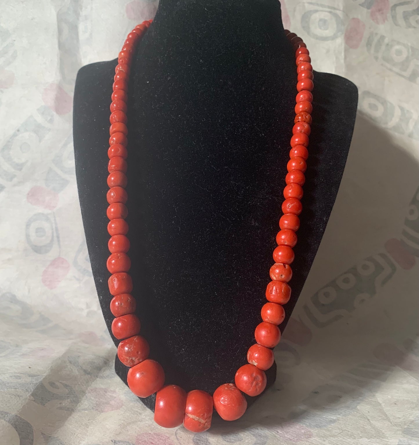 A necklace with antique coral beads