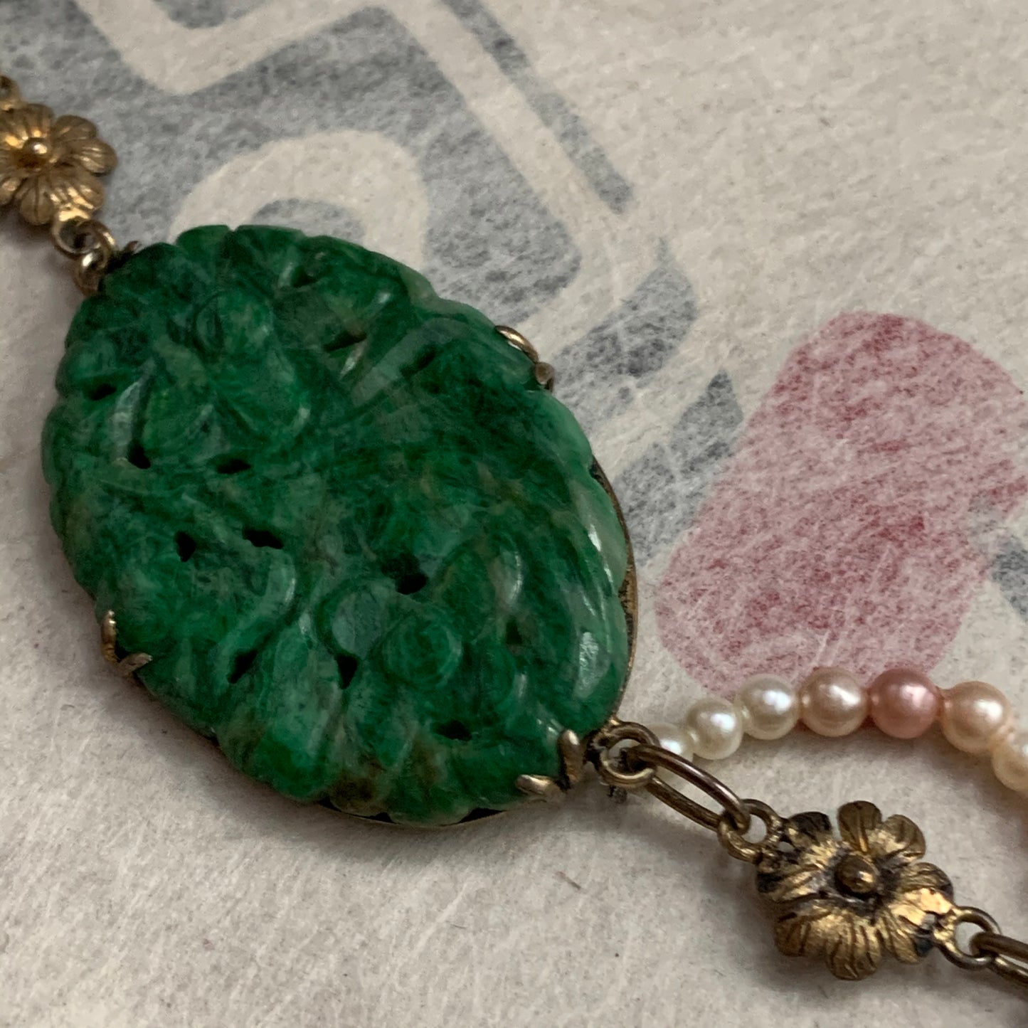 A spinach green jade necklace
