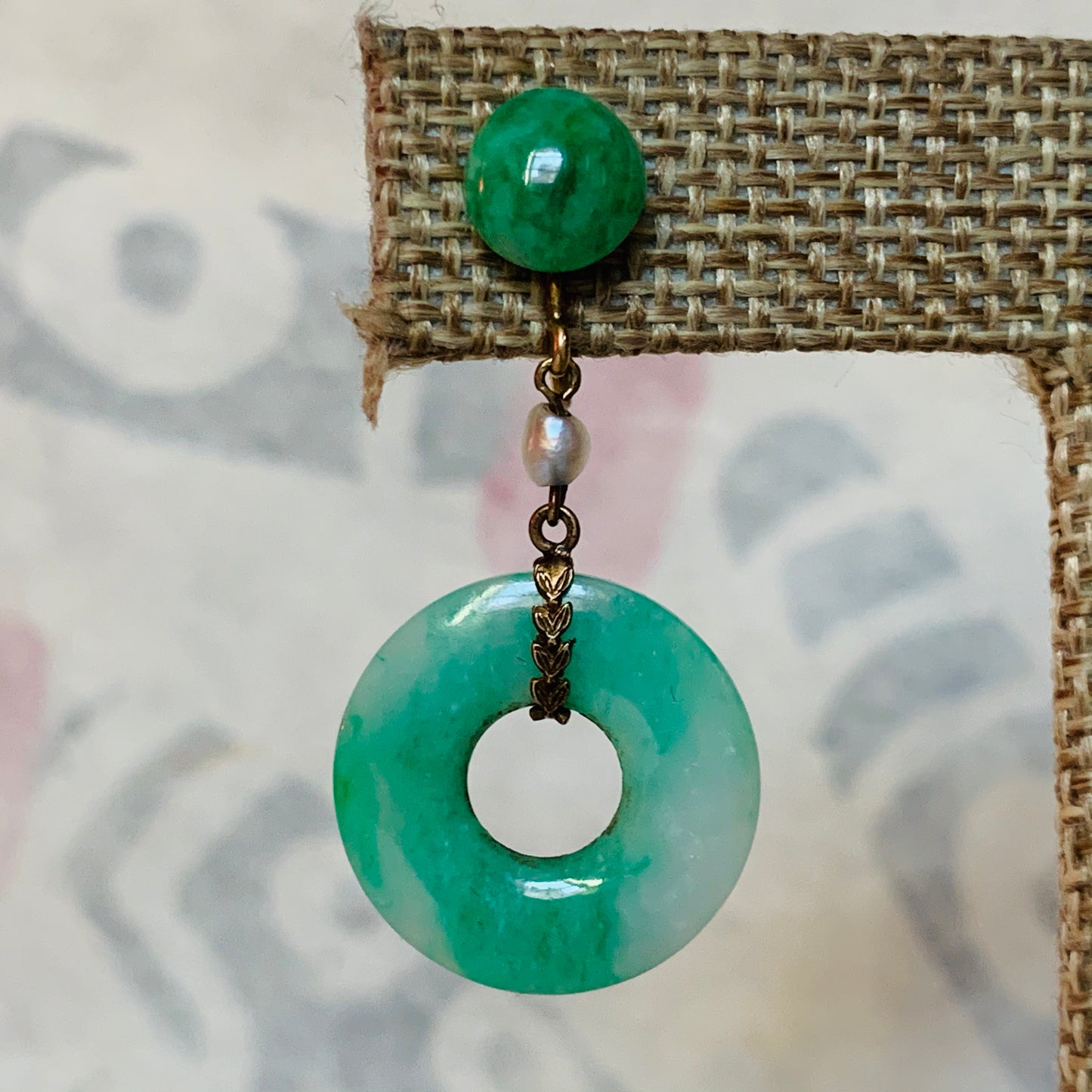 A pair of jade earrings