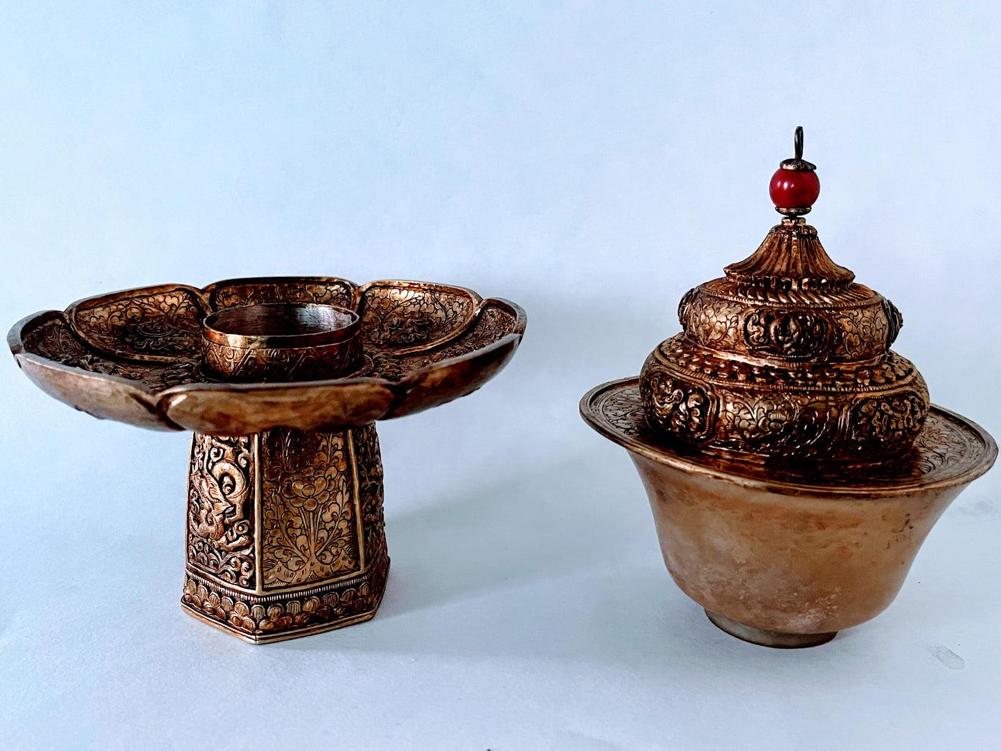 A vintage Gilt silver Tibetan cup stand