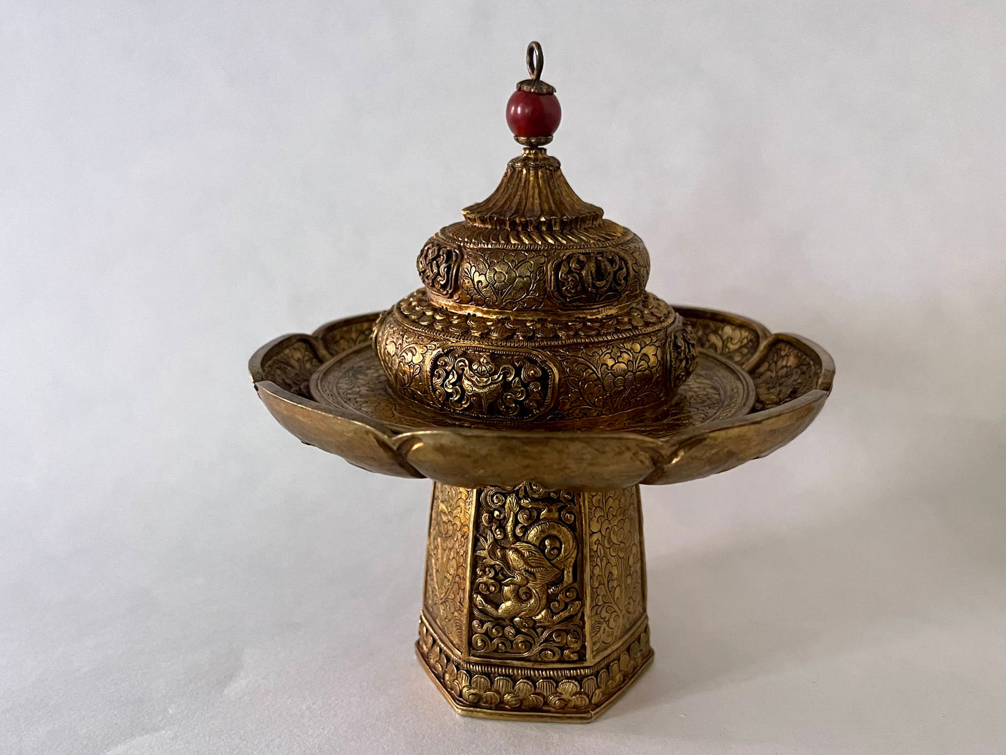 A vintage Gilt silver Tibetan cup stand