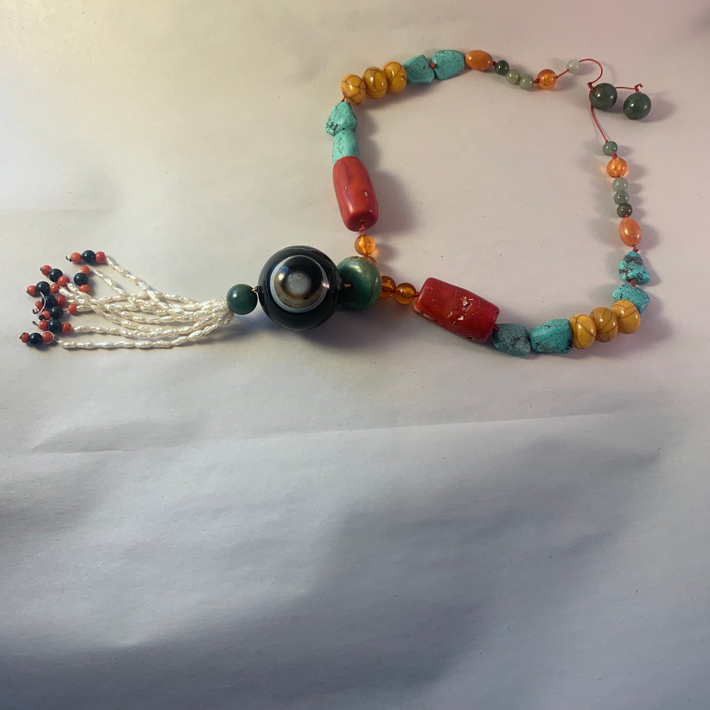 A boho necklace with vintage beads