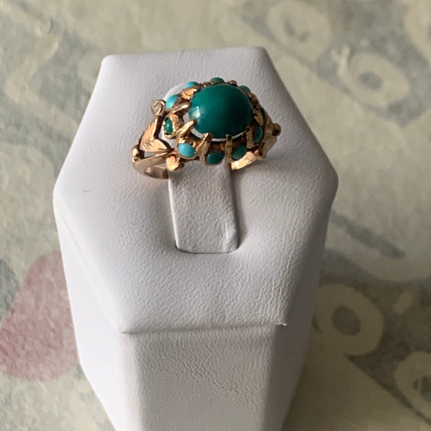 Turquoise and gold ring