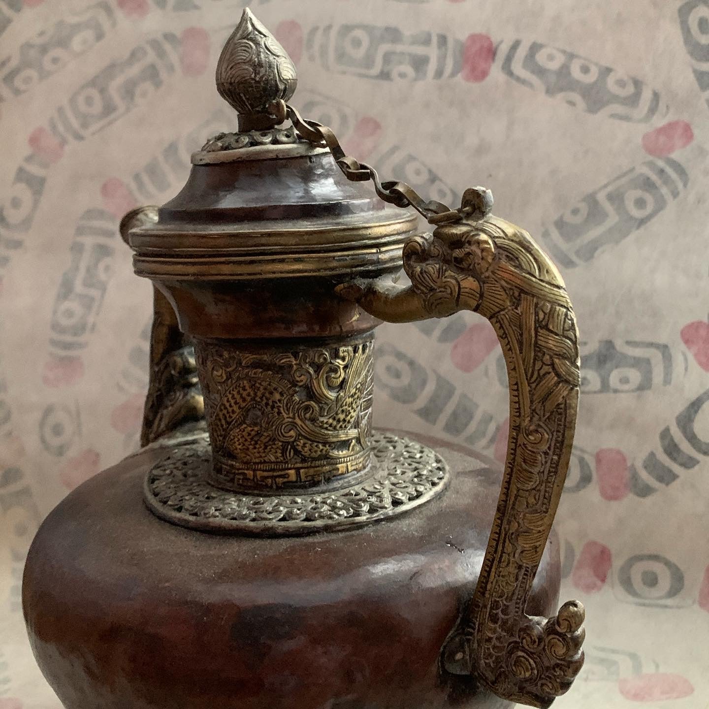 An antique Tibetan bronze teapot