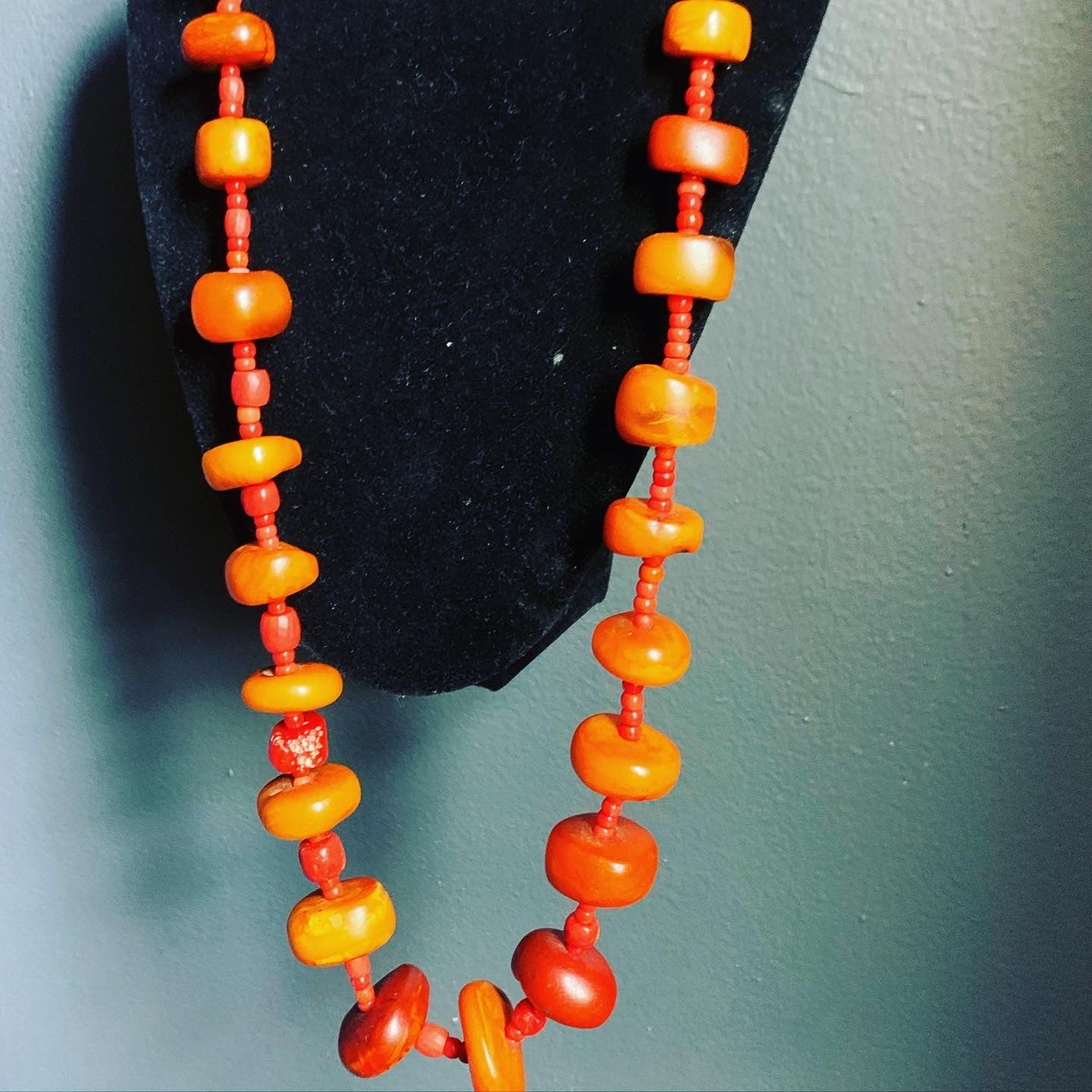 Amber and coral necklace