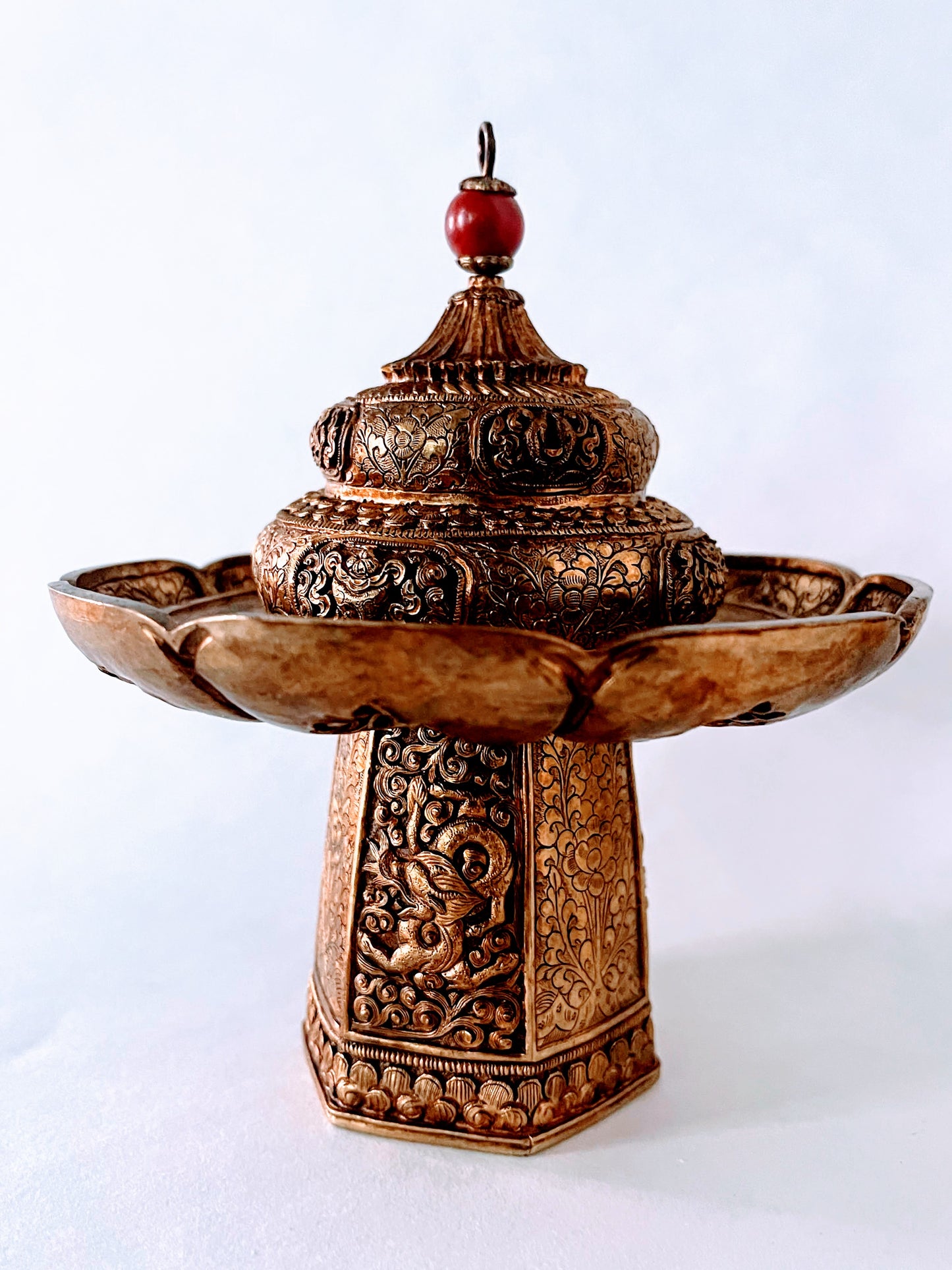 A vintage Gilt silver Tibetan cup stand