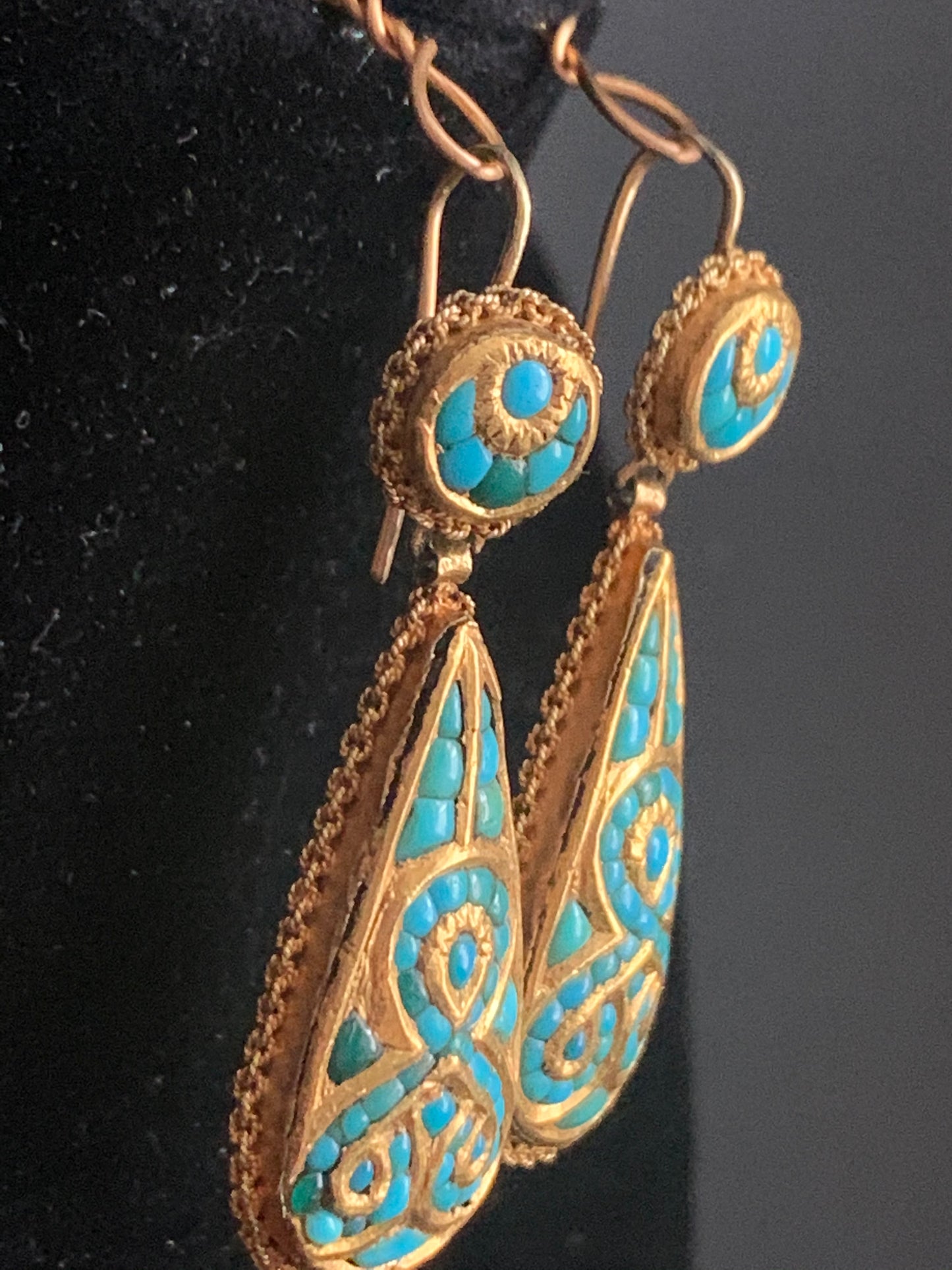 Antique turquoise ear rings