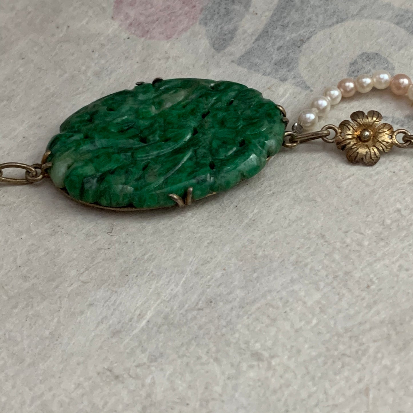 A spinach green jade necklace