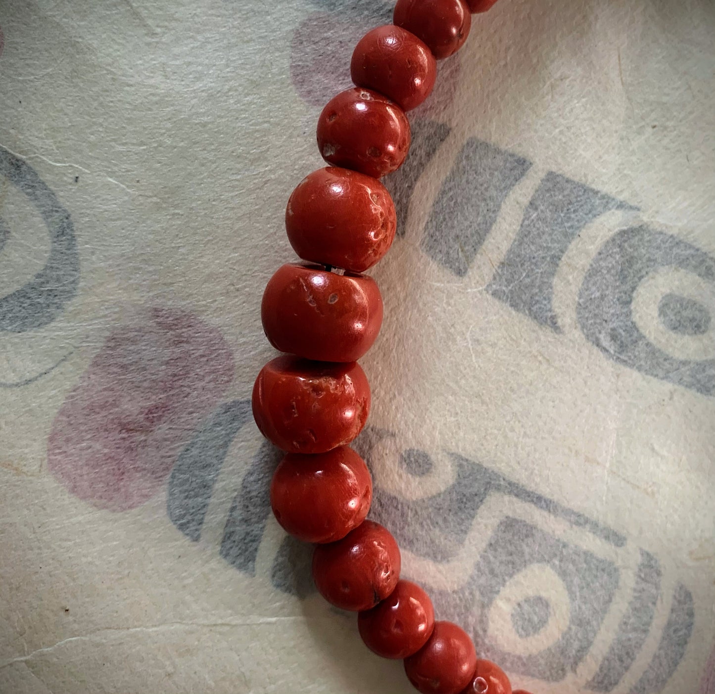 A necklace with antique coral beads
