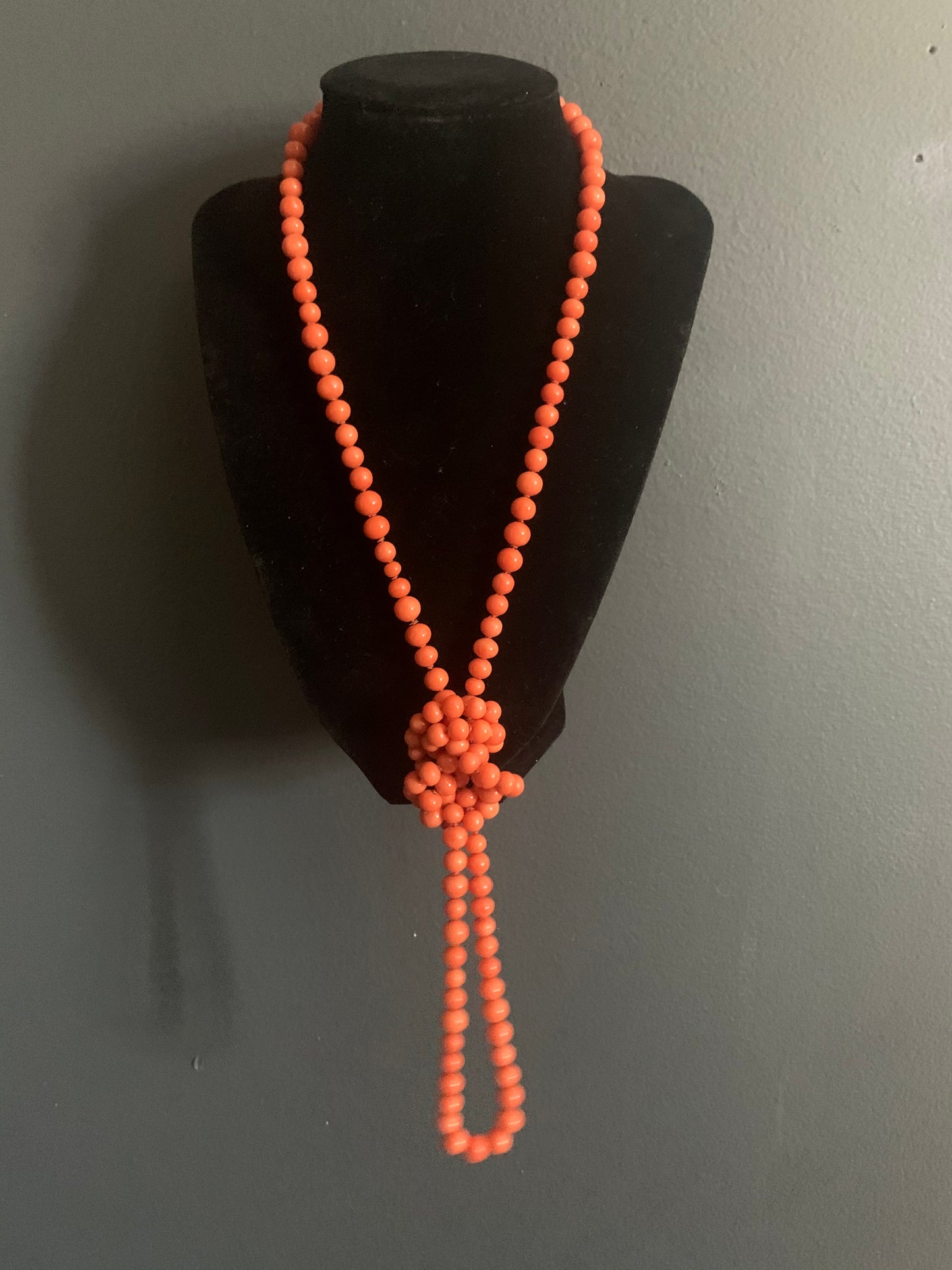 A double length coral necklace
