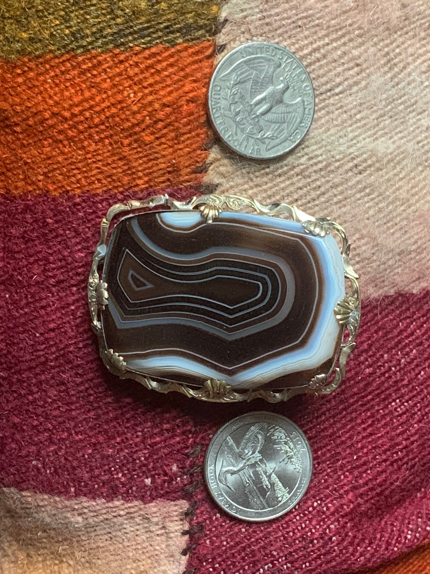 Vintage agate brooch