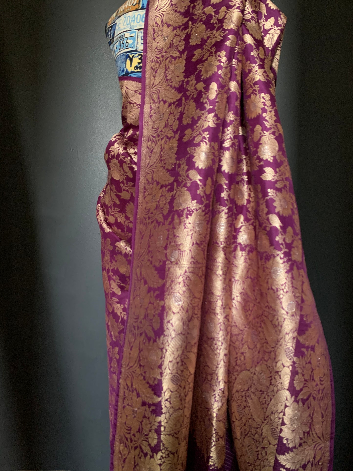 An Aubergene Benarasi saree