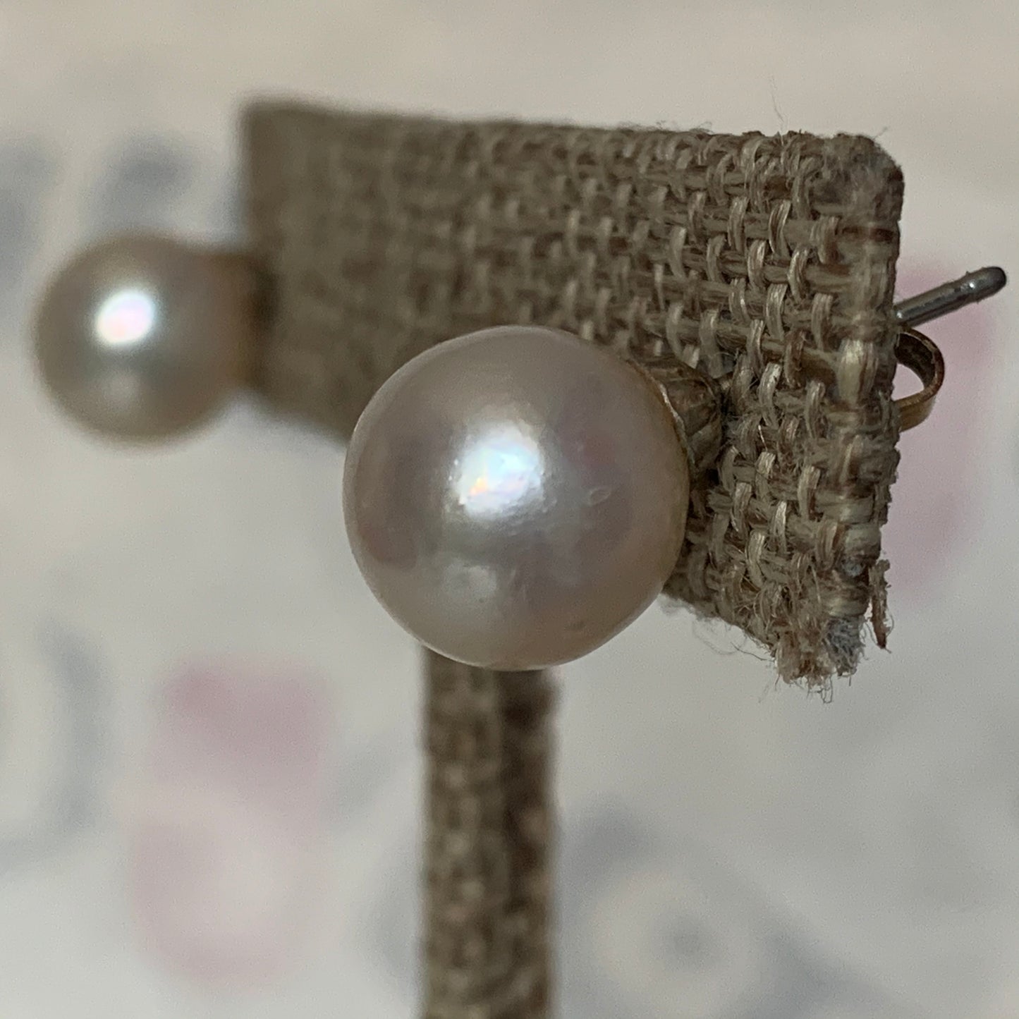 A pair of pearl stud earrings