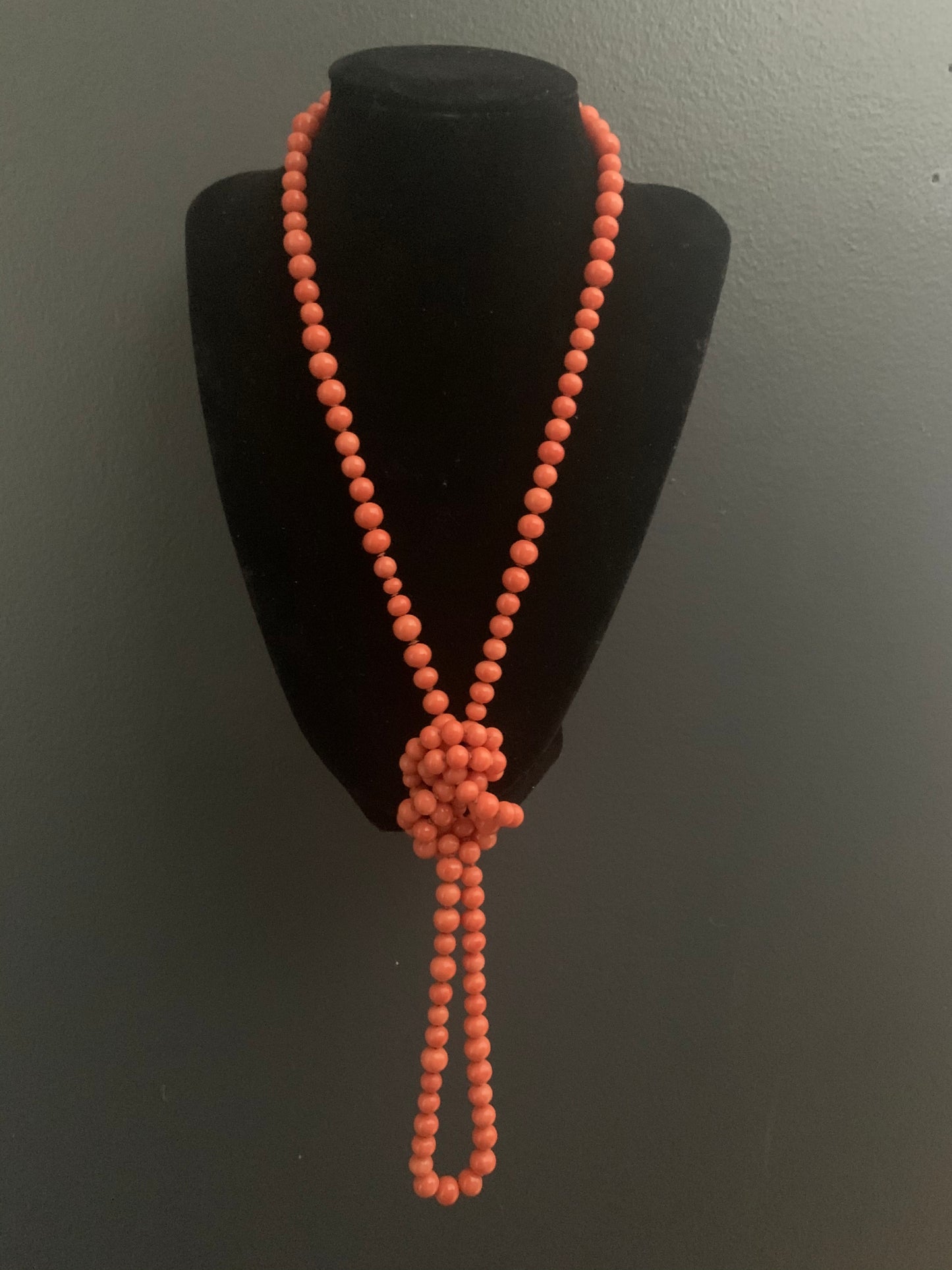 A double length coral necklace