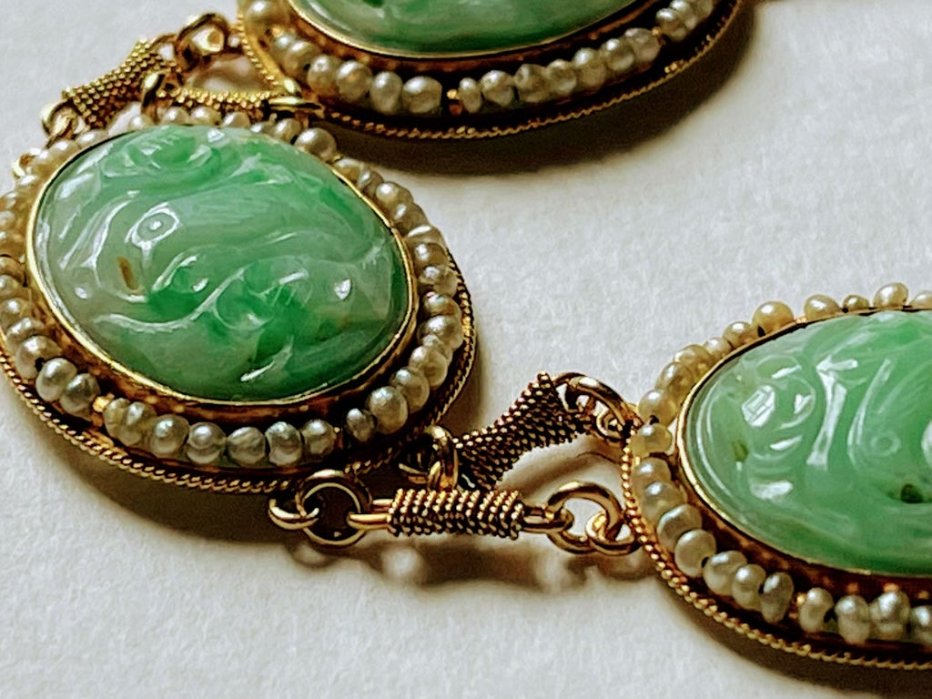 Antique jade and gold bracelet