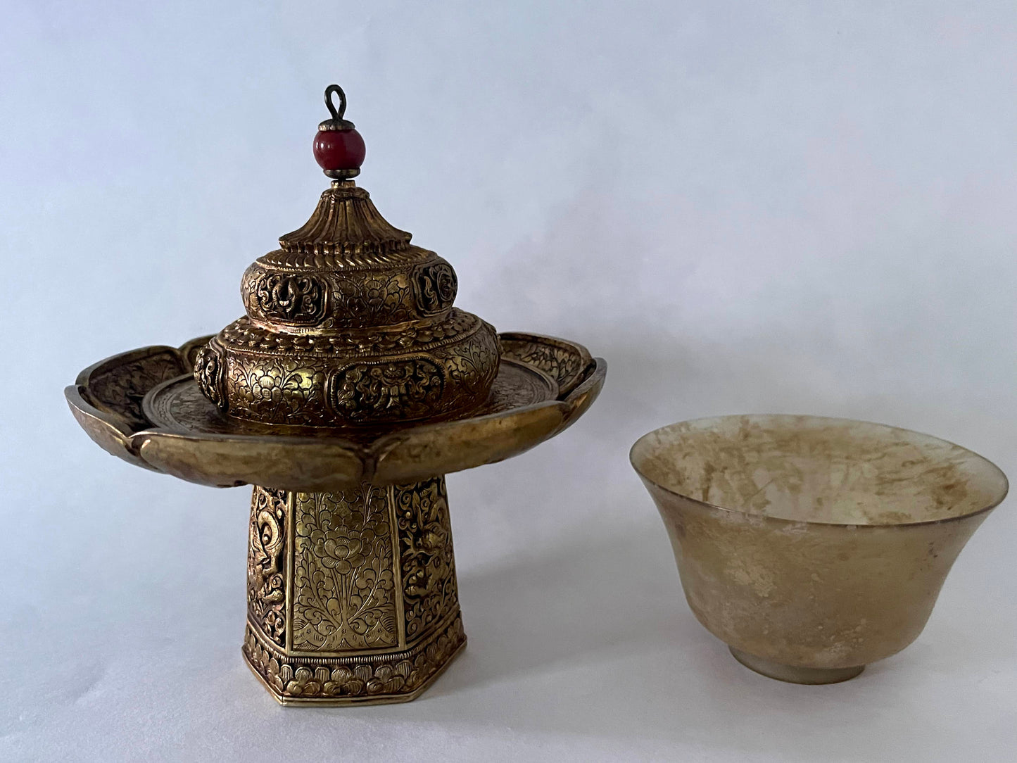 A vintage Gilt silver Tibetan cup stand