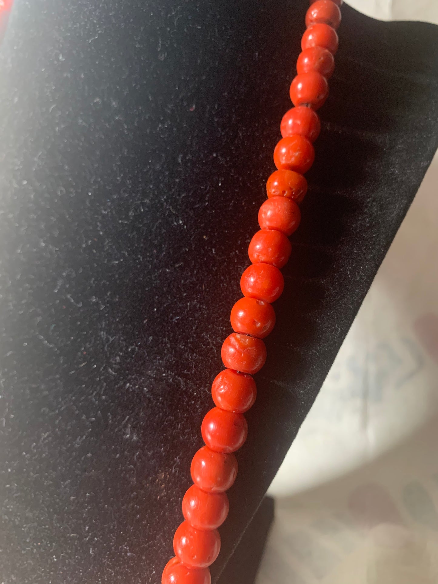 A necklace with antique coral beads