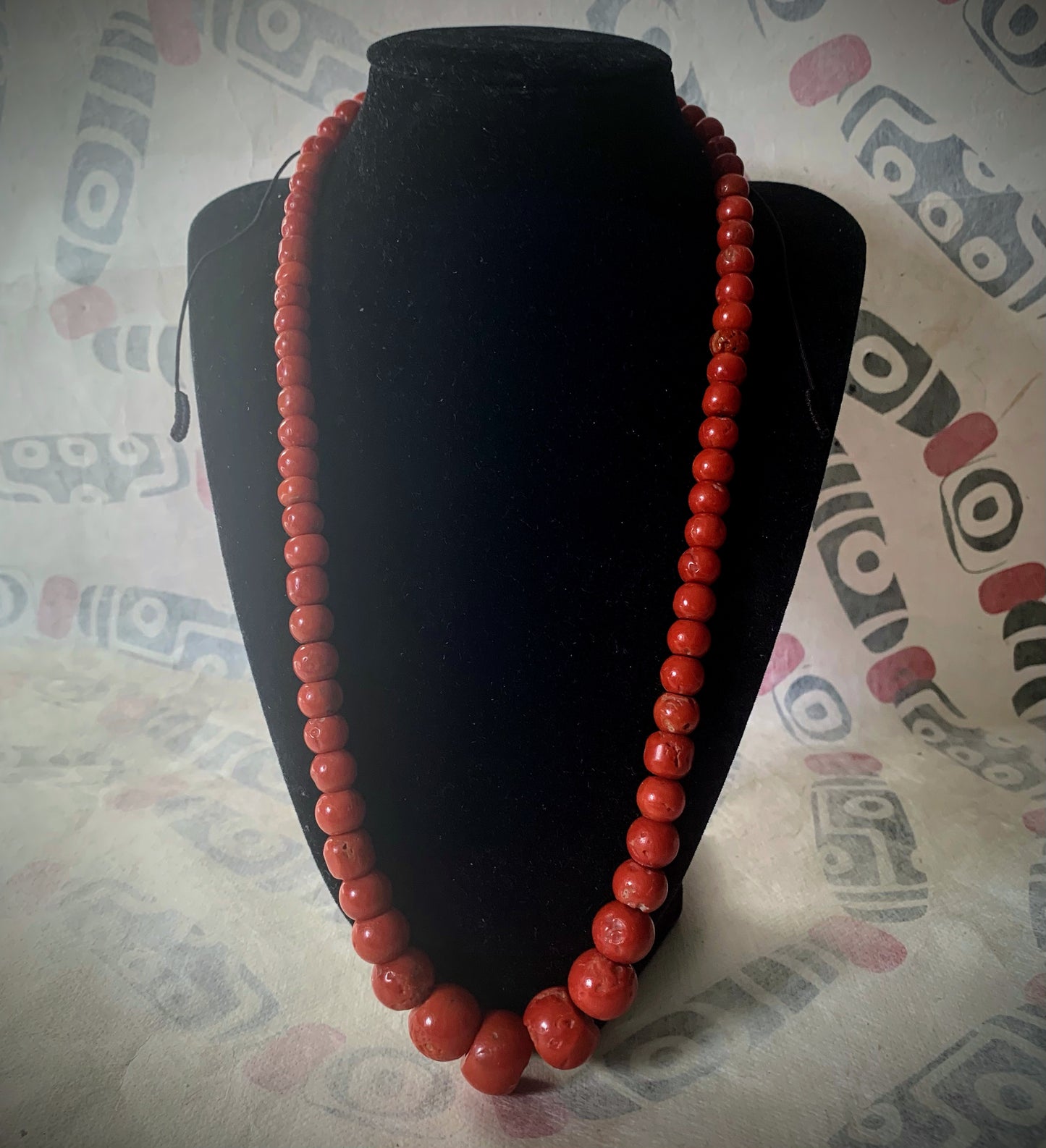 A necklace with antique coral beads