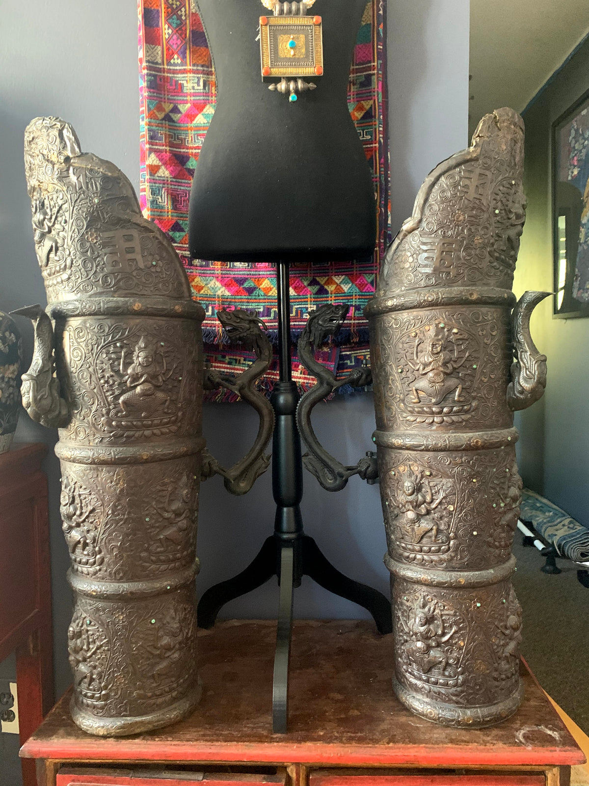 Vintage Tibetan Tea Bronze Jugs