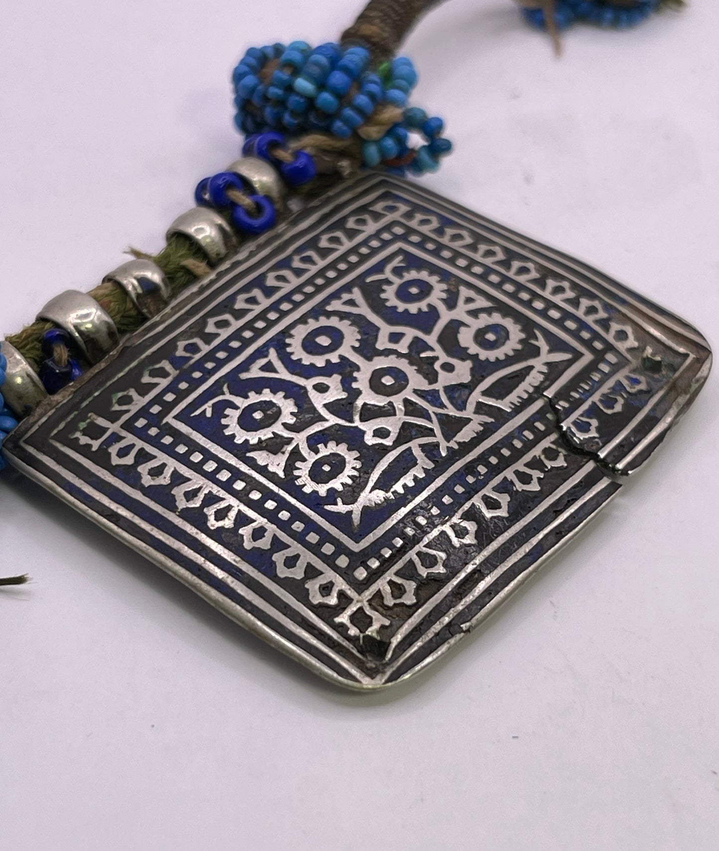 Vintage silver niello pendant from Multan