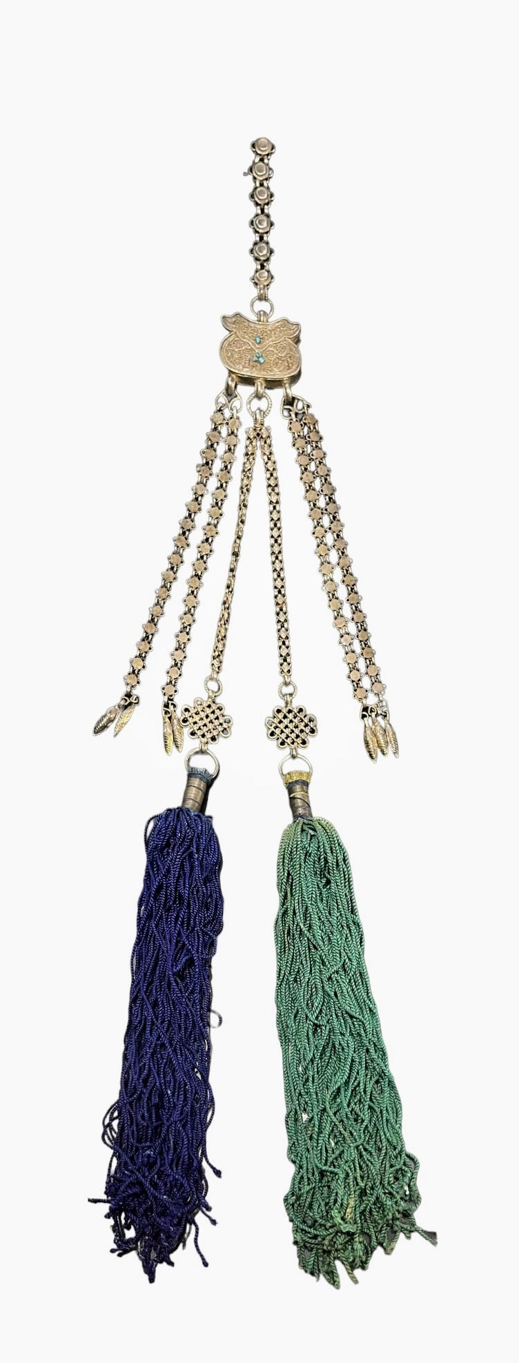 Late 19th C. Silver chatelaine with chains