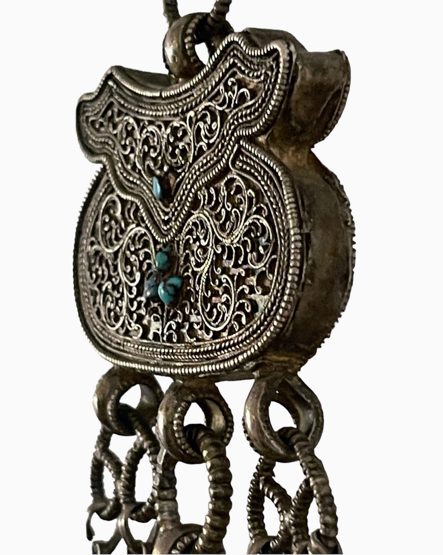 Late 19th C. Silver chatelaine with chains