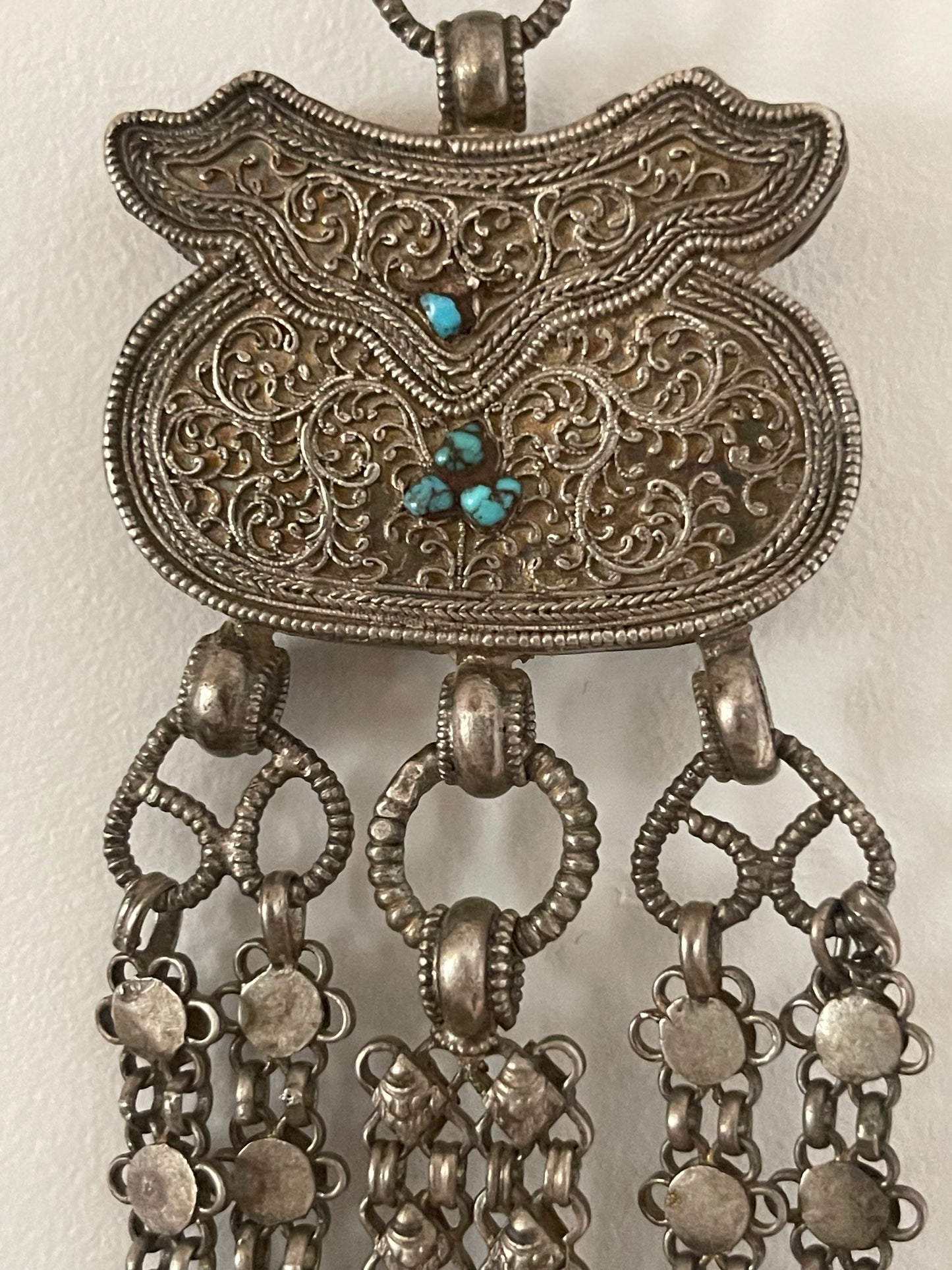 Late 19th C. Silver chatelaine with chains