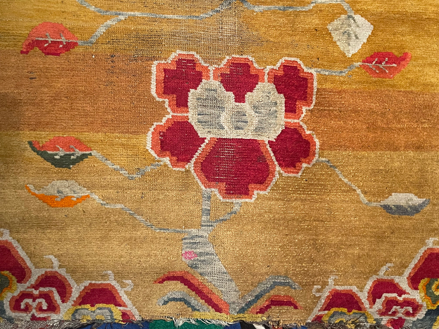19th C./20th Century rare antique Tibetan floral rug