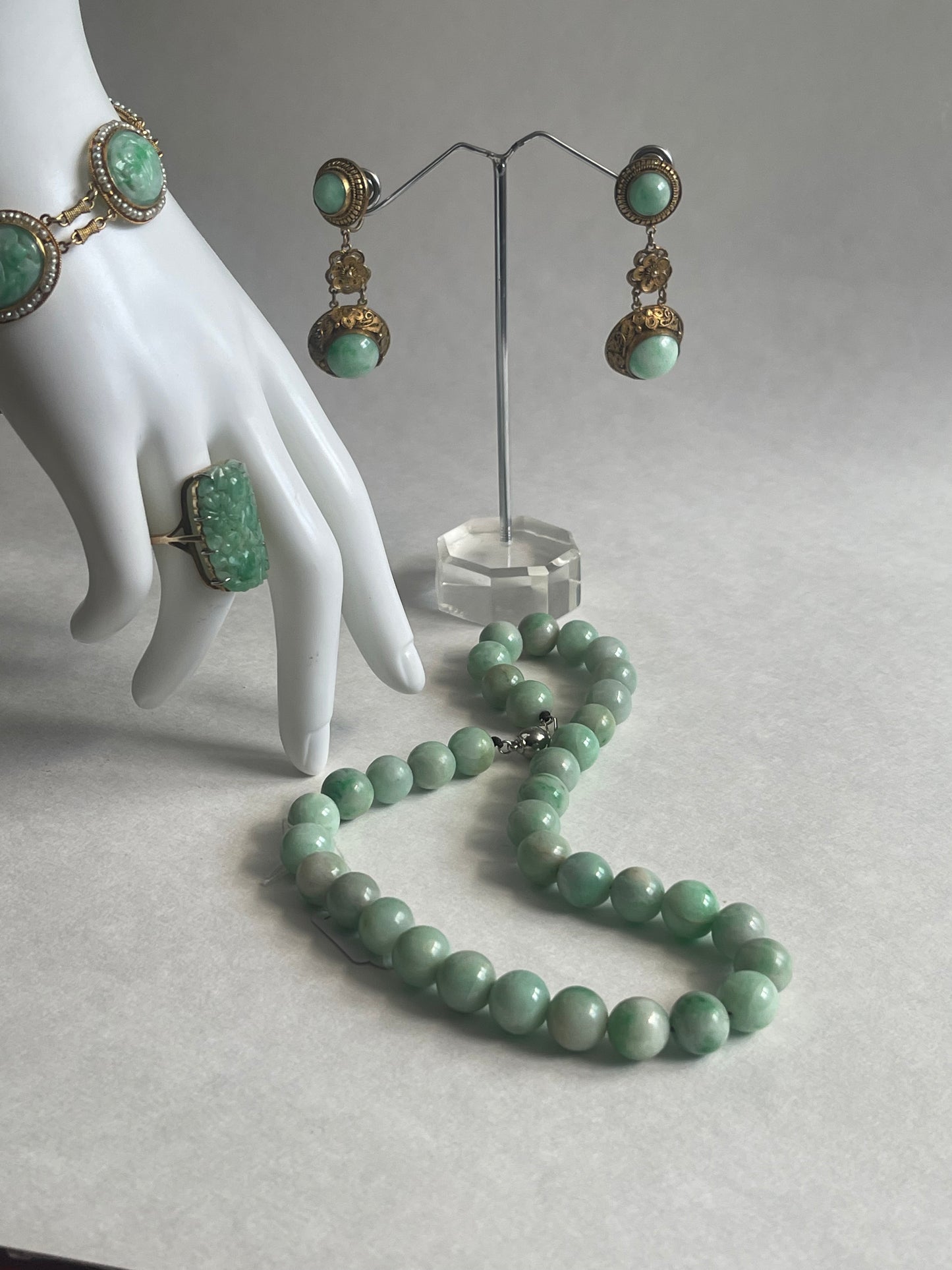 A pair of antique jade earrings