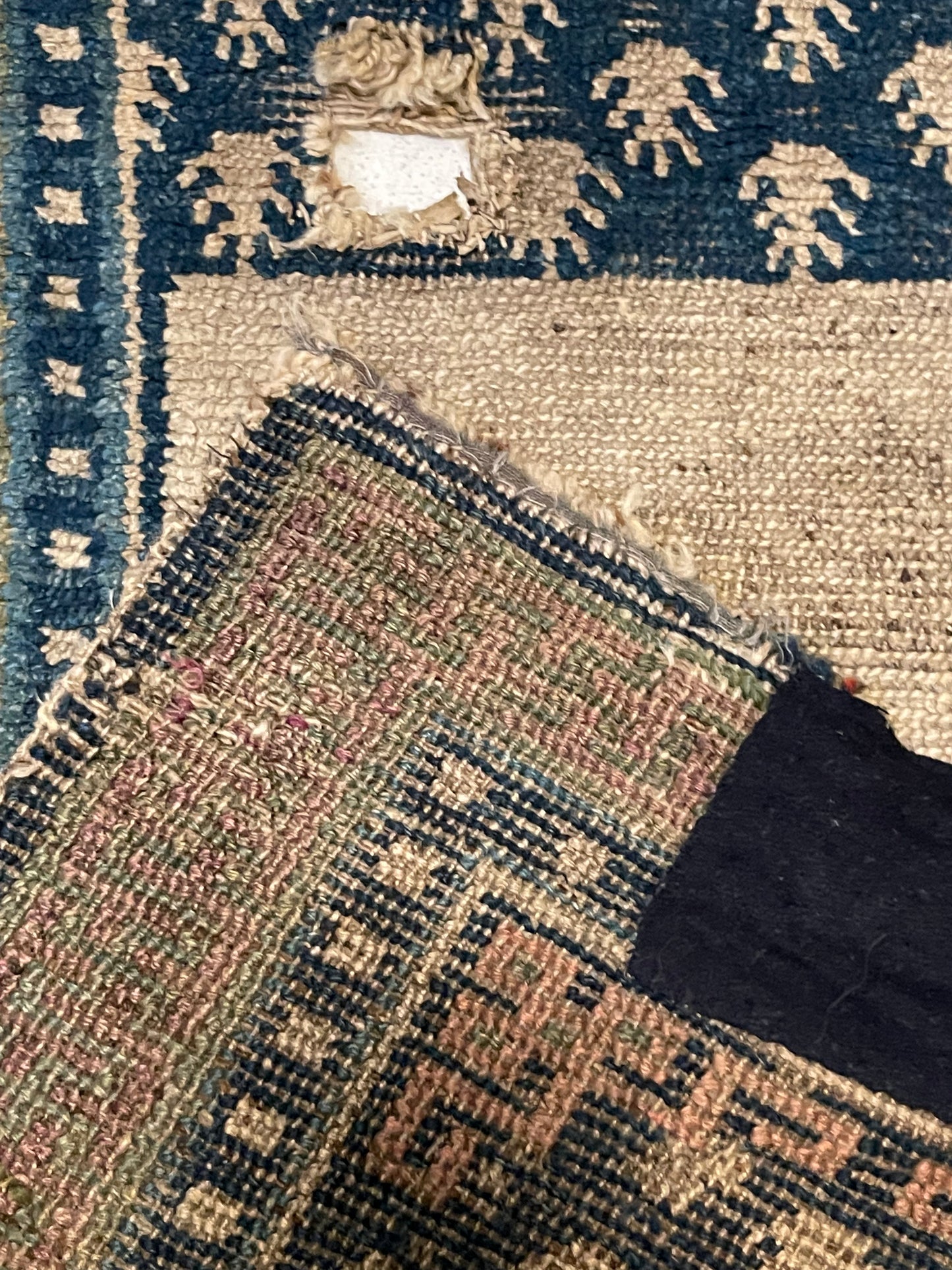 An antique mid 19th C saddle blanket/rug