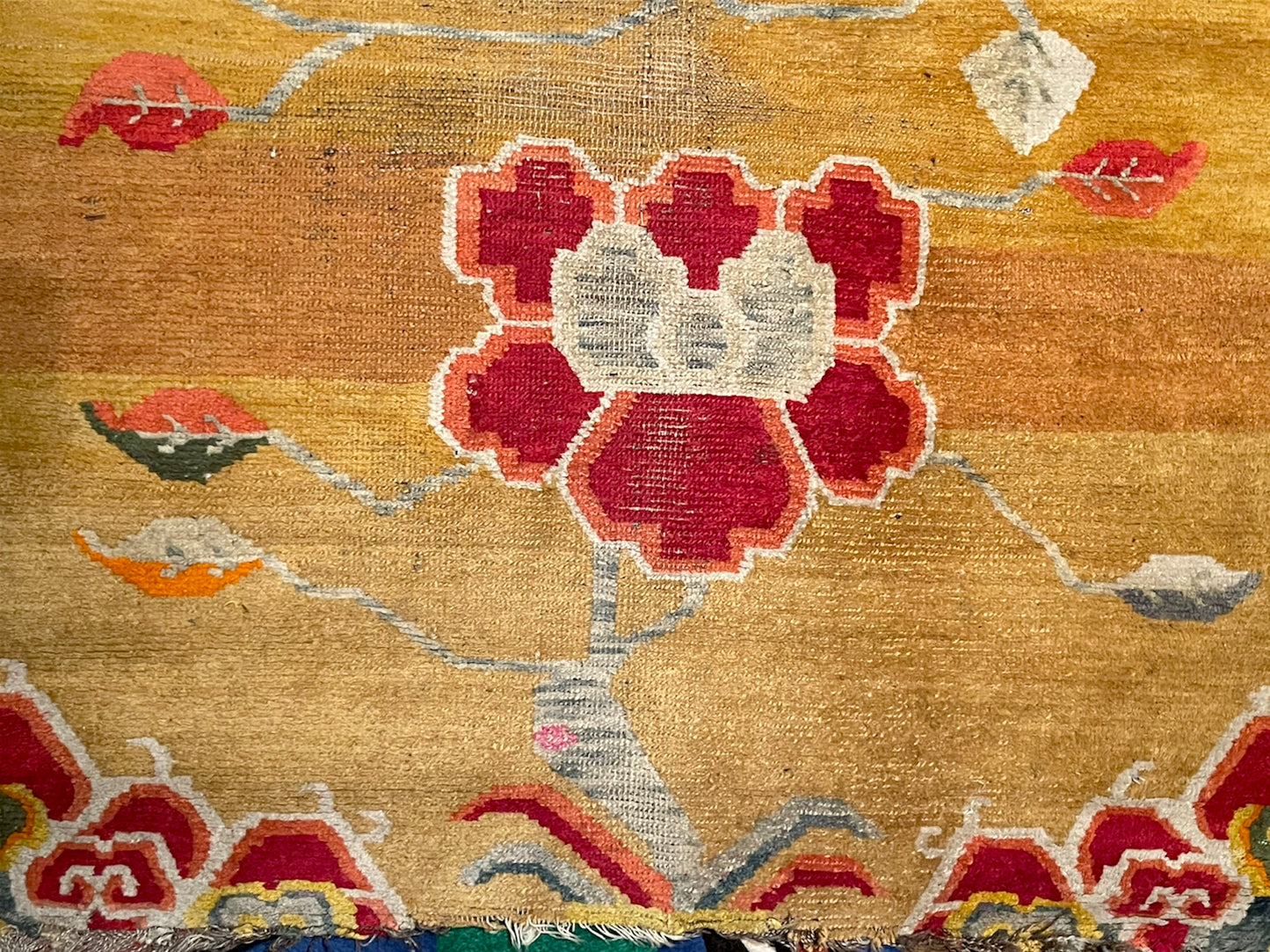 19th C./20th Century rare antique Tibetan floral rug