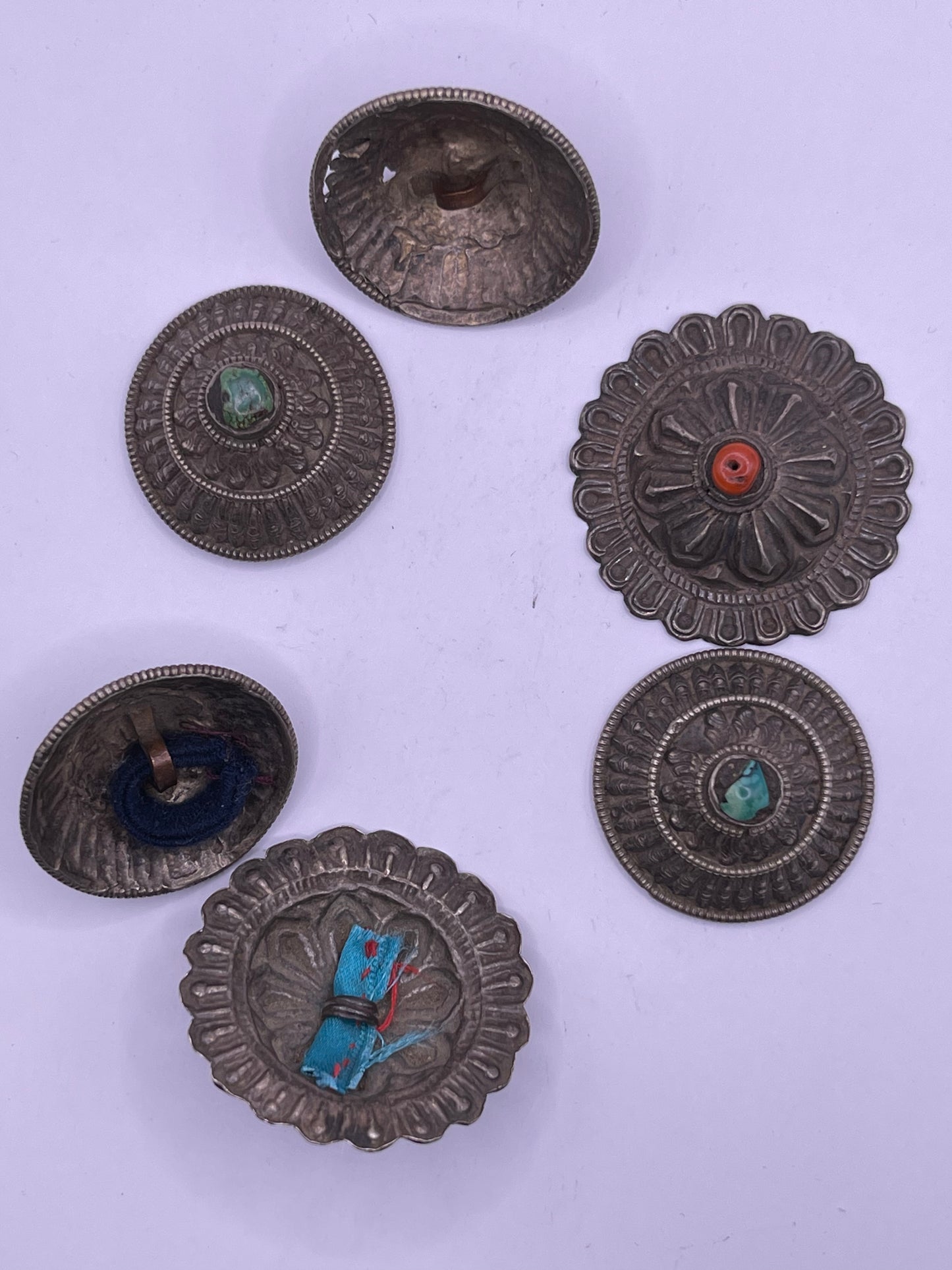 Antique silver hair beads