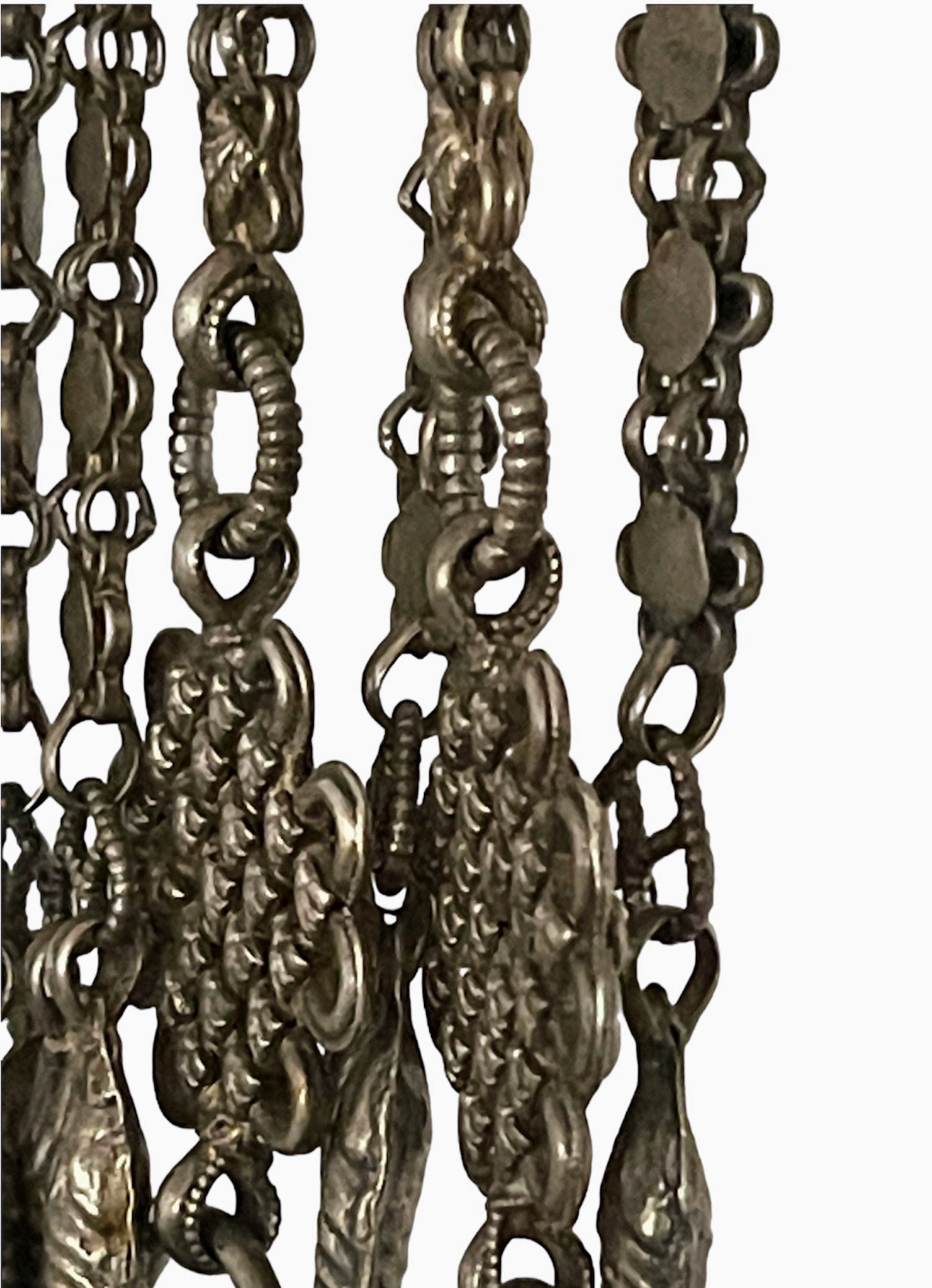 Late 19th C. Silver chatelaine with chains