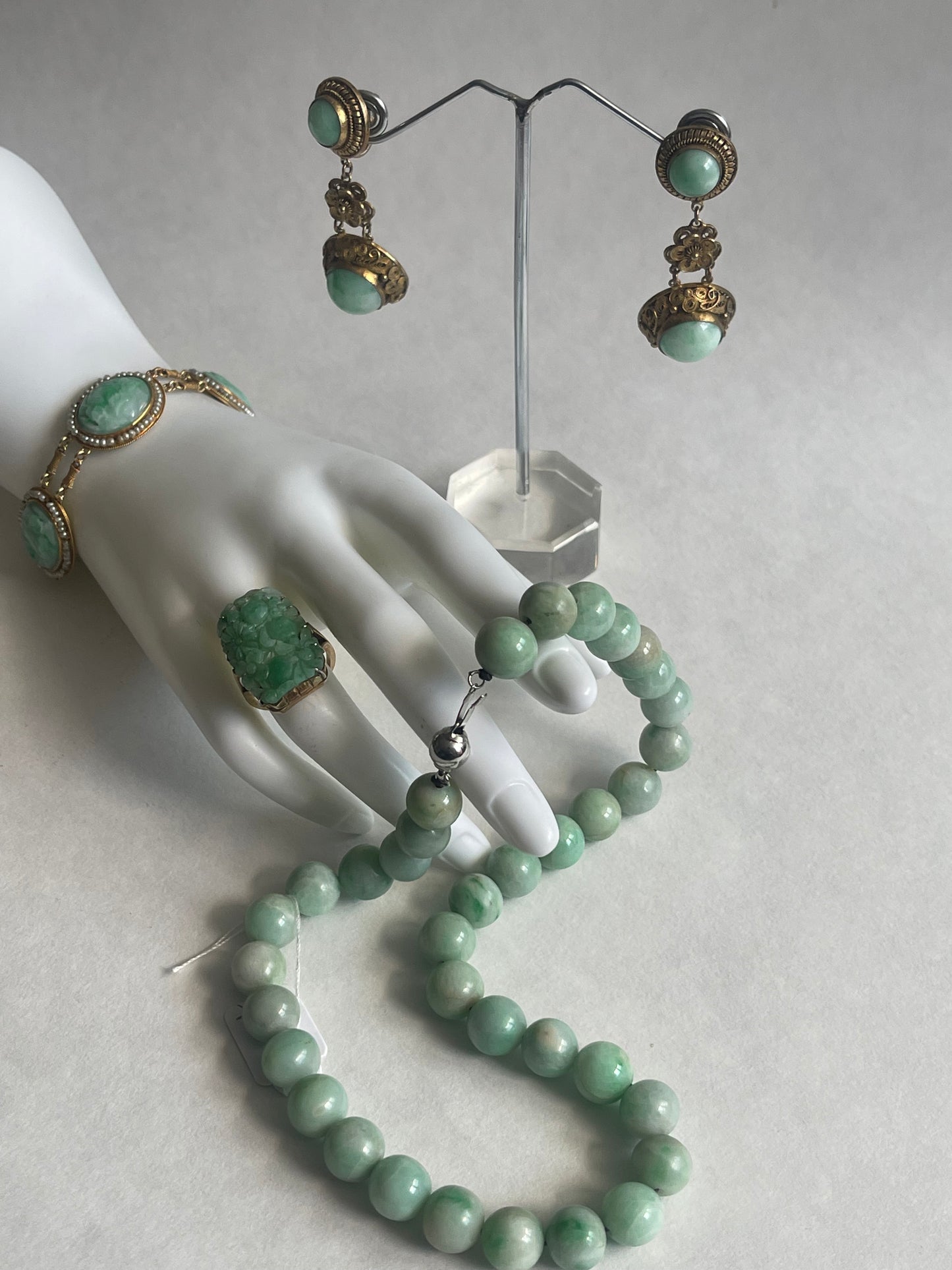 A pair of antique jade earrings