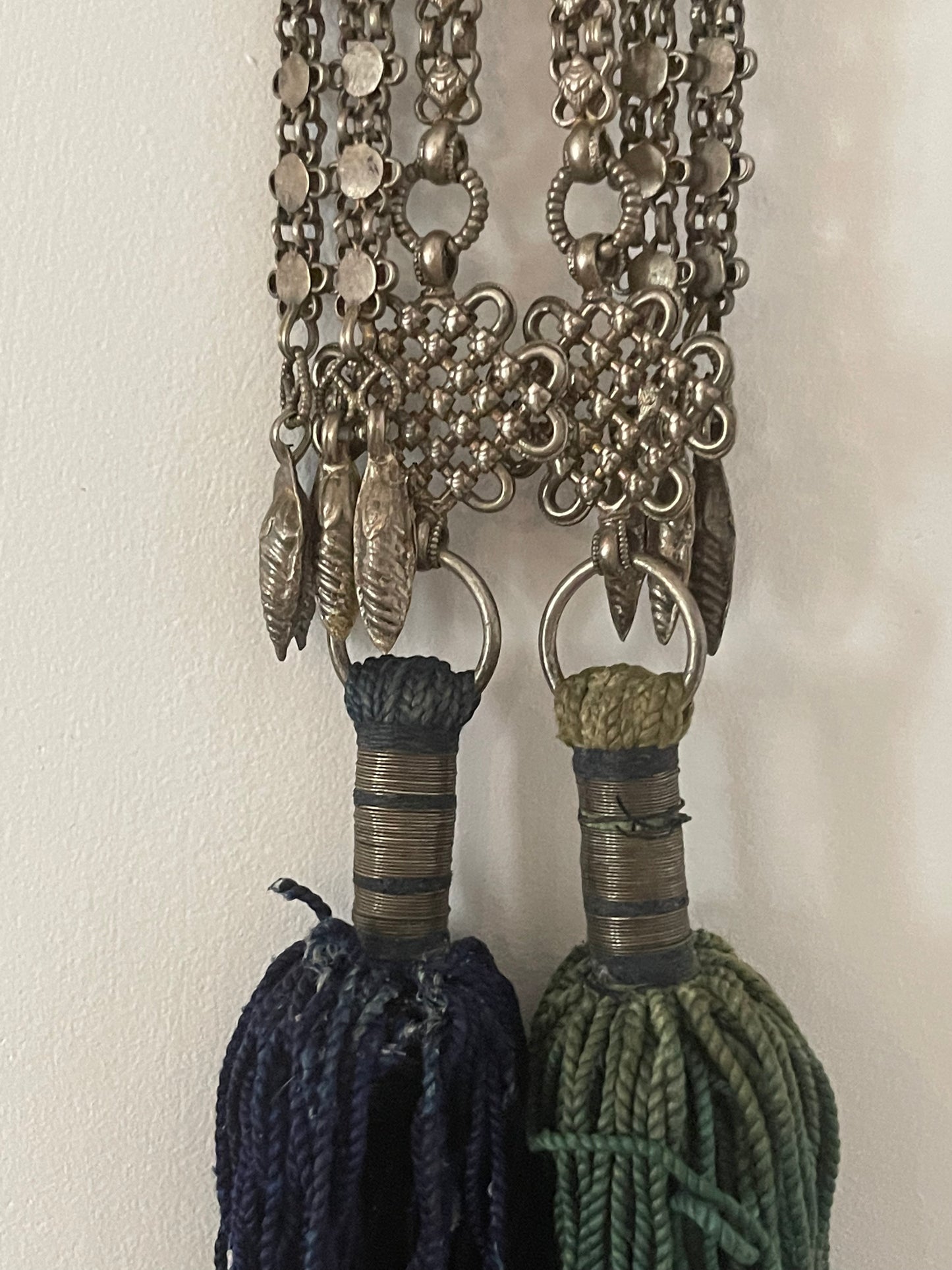 Late 19th C. Silver chatelaine with chains