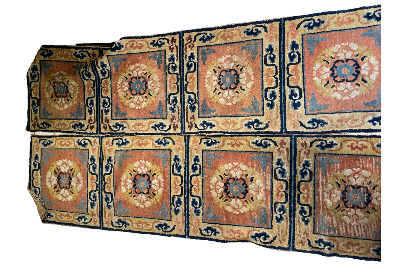 A pair of antique monastery runner carpets