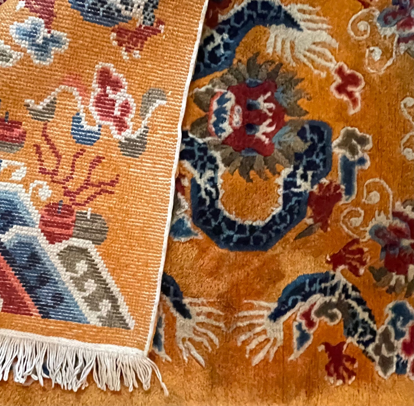 A mid-late 20th C. Dragon rug