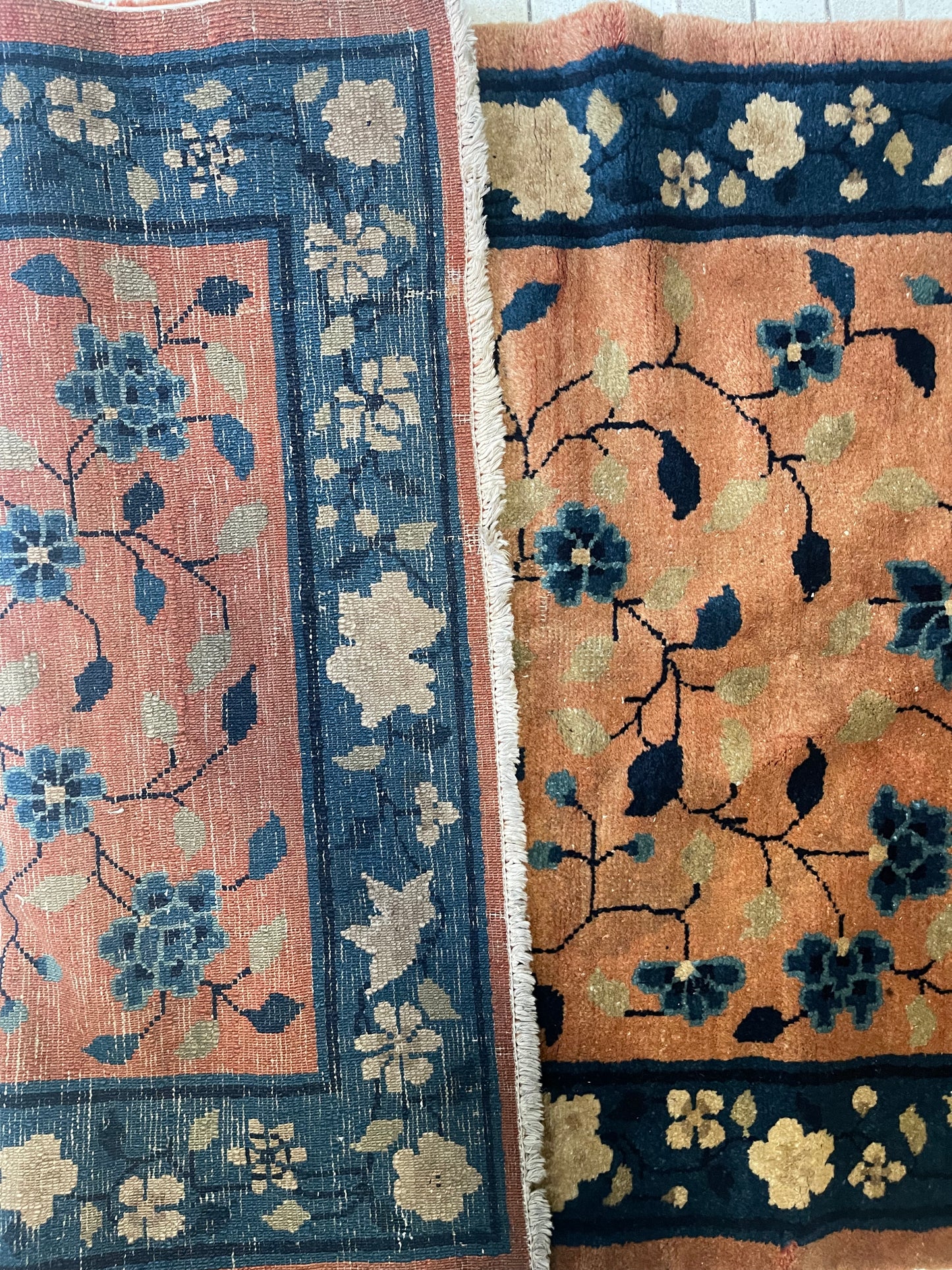 An antique handwoven Chinese rug