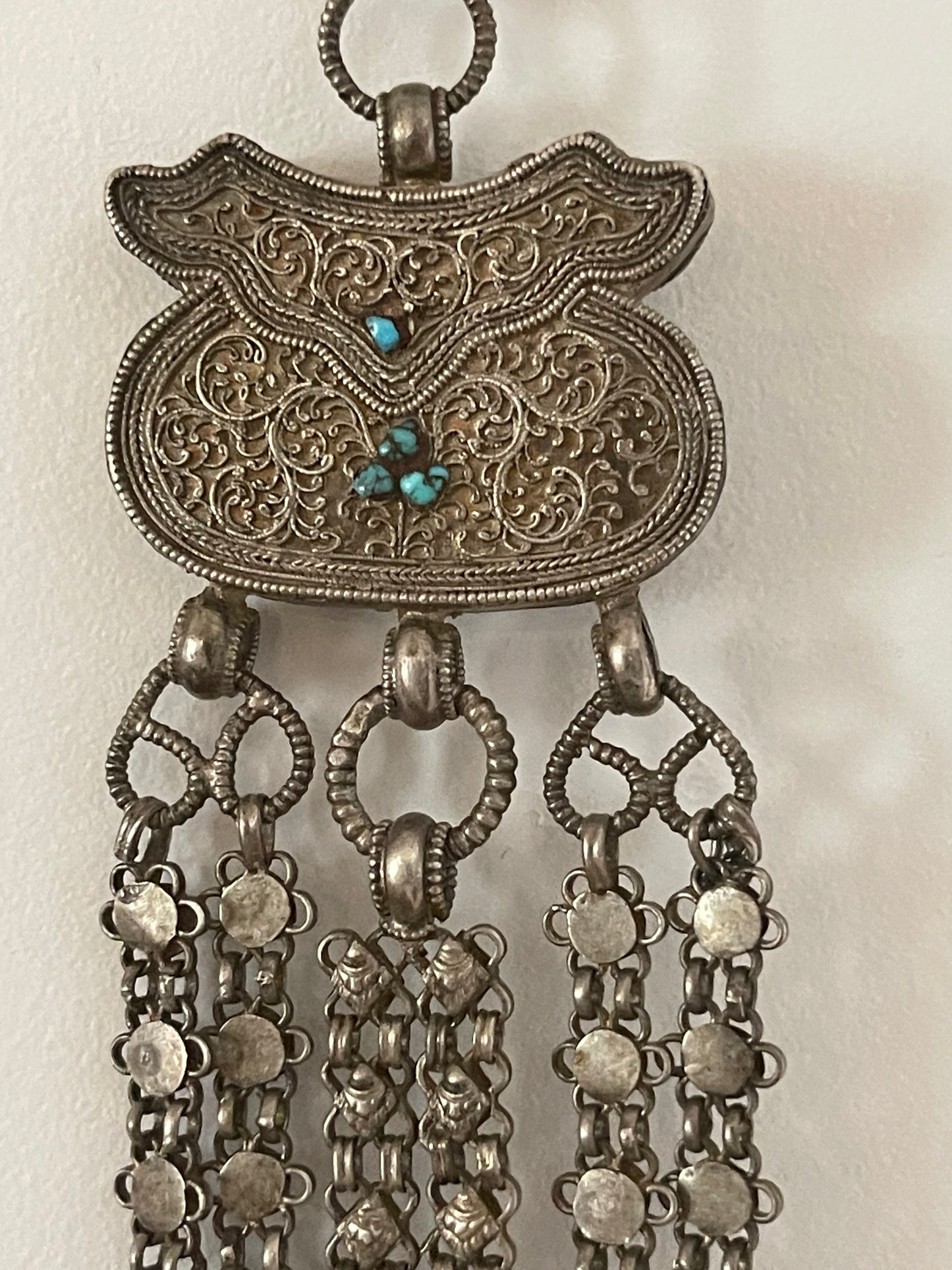 Late 19th C. Silver chatelaine with chains