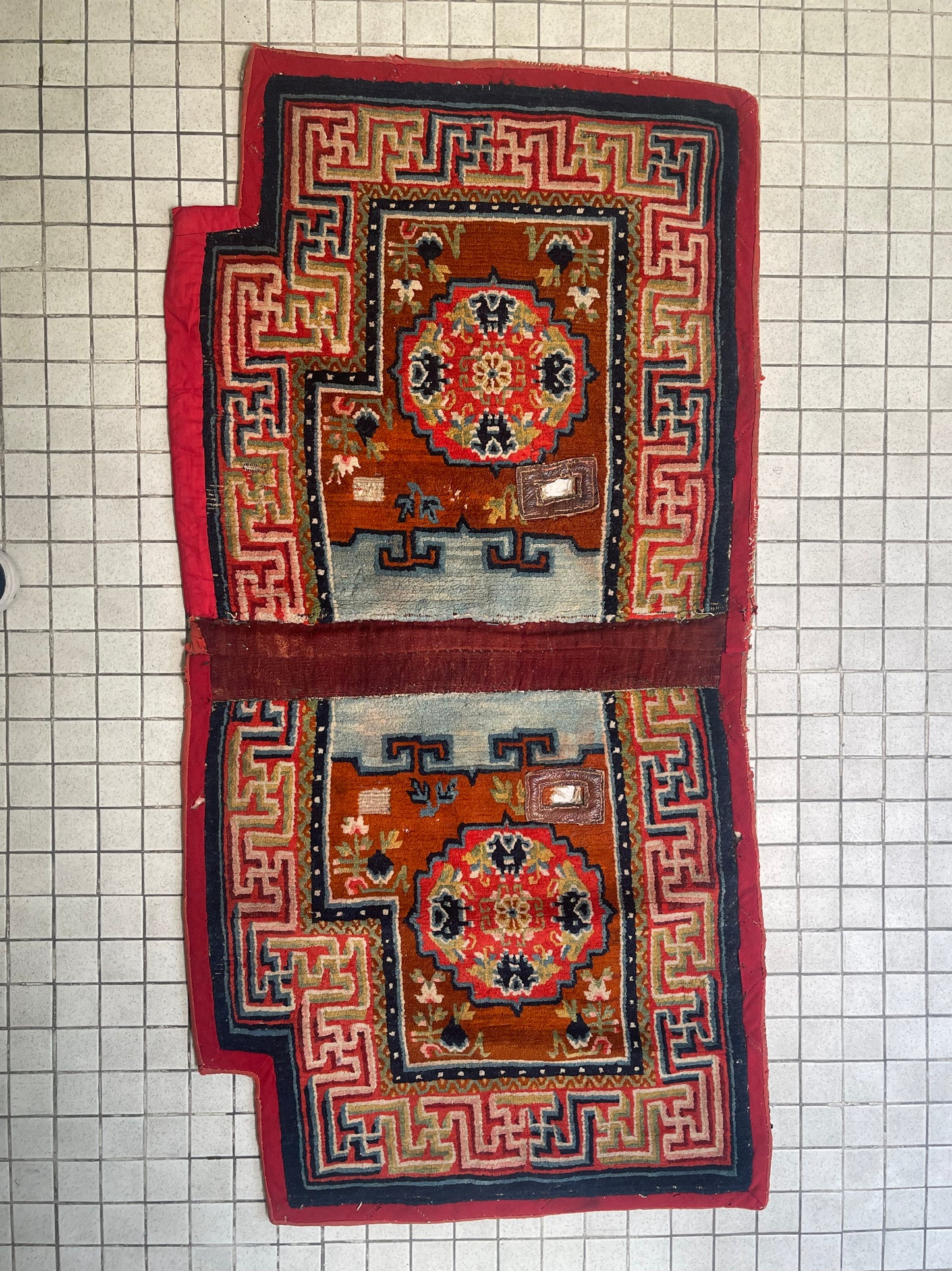 An antique Tibetan saddle rug