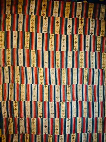 Antique Tibetan Nambu Wool Blanket c1900 Bhutanese Wrap Textile 4'5" x 7'10"