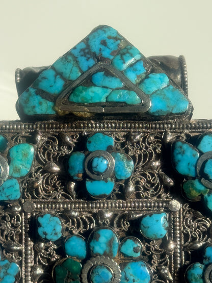Antique Tibetan silver and turquoise ghau