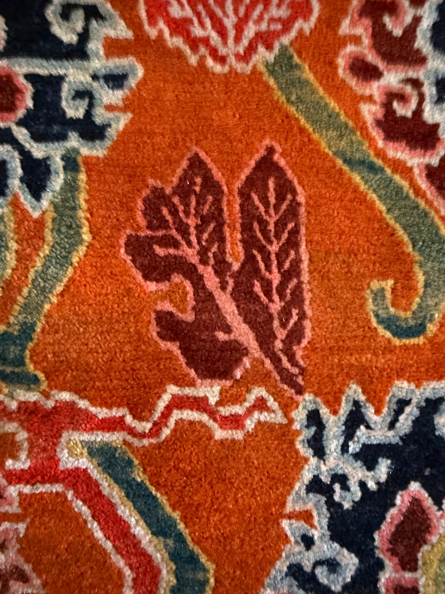 An early 20th C., antique Tibetan floral  cushion rug