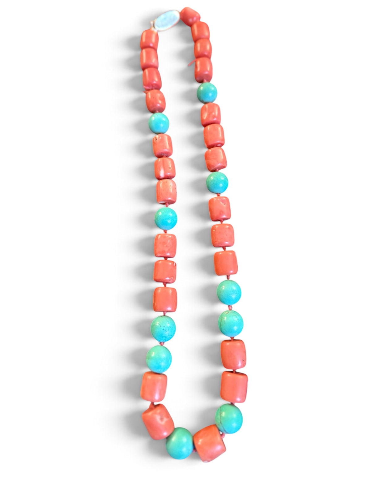 A coral and turquoise bead necklace