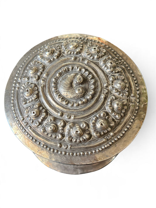 An antique silver incense box with lid