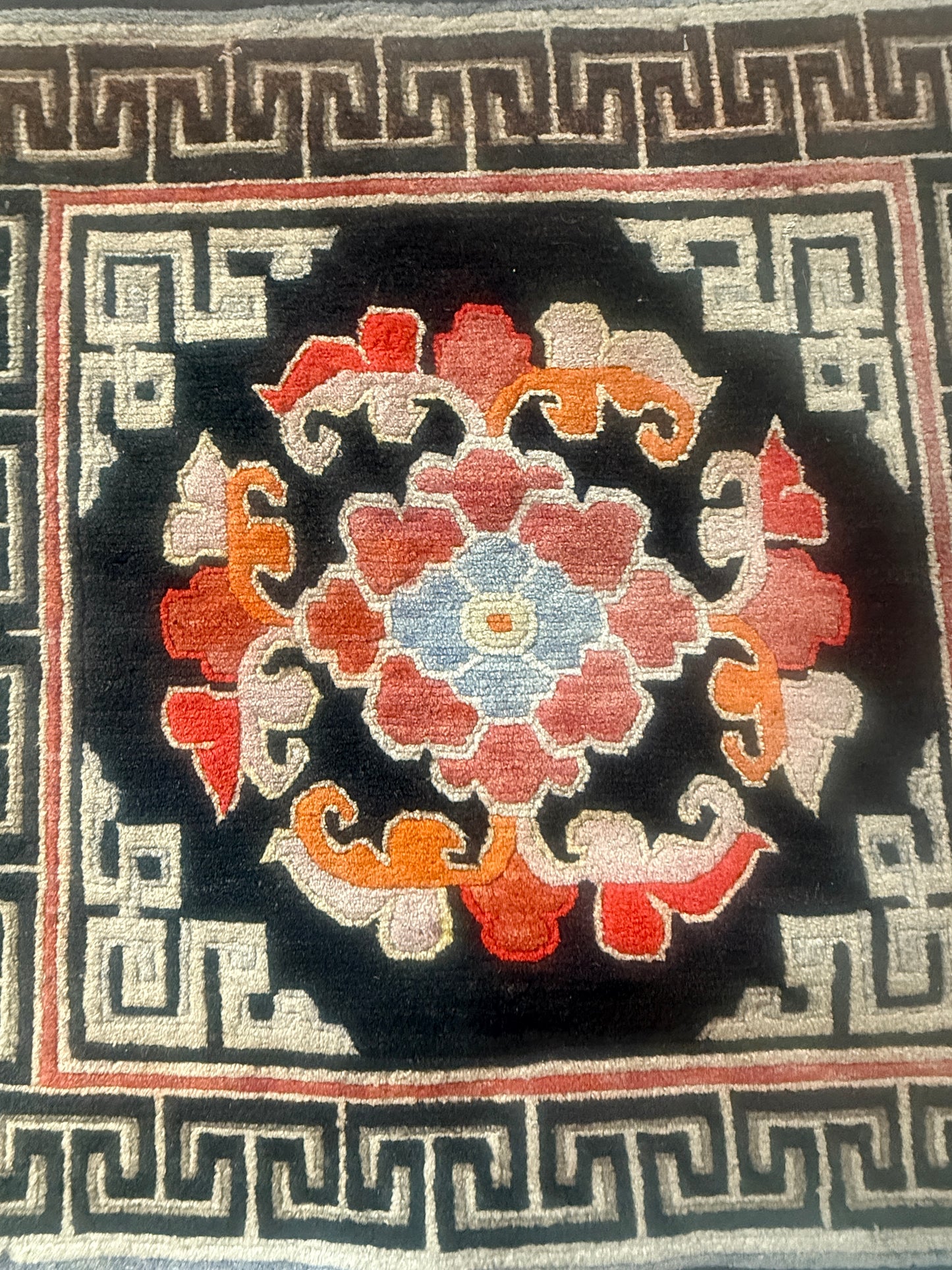 Antique throne seat rug