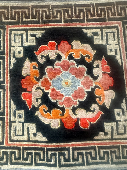Antique throne seat rug