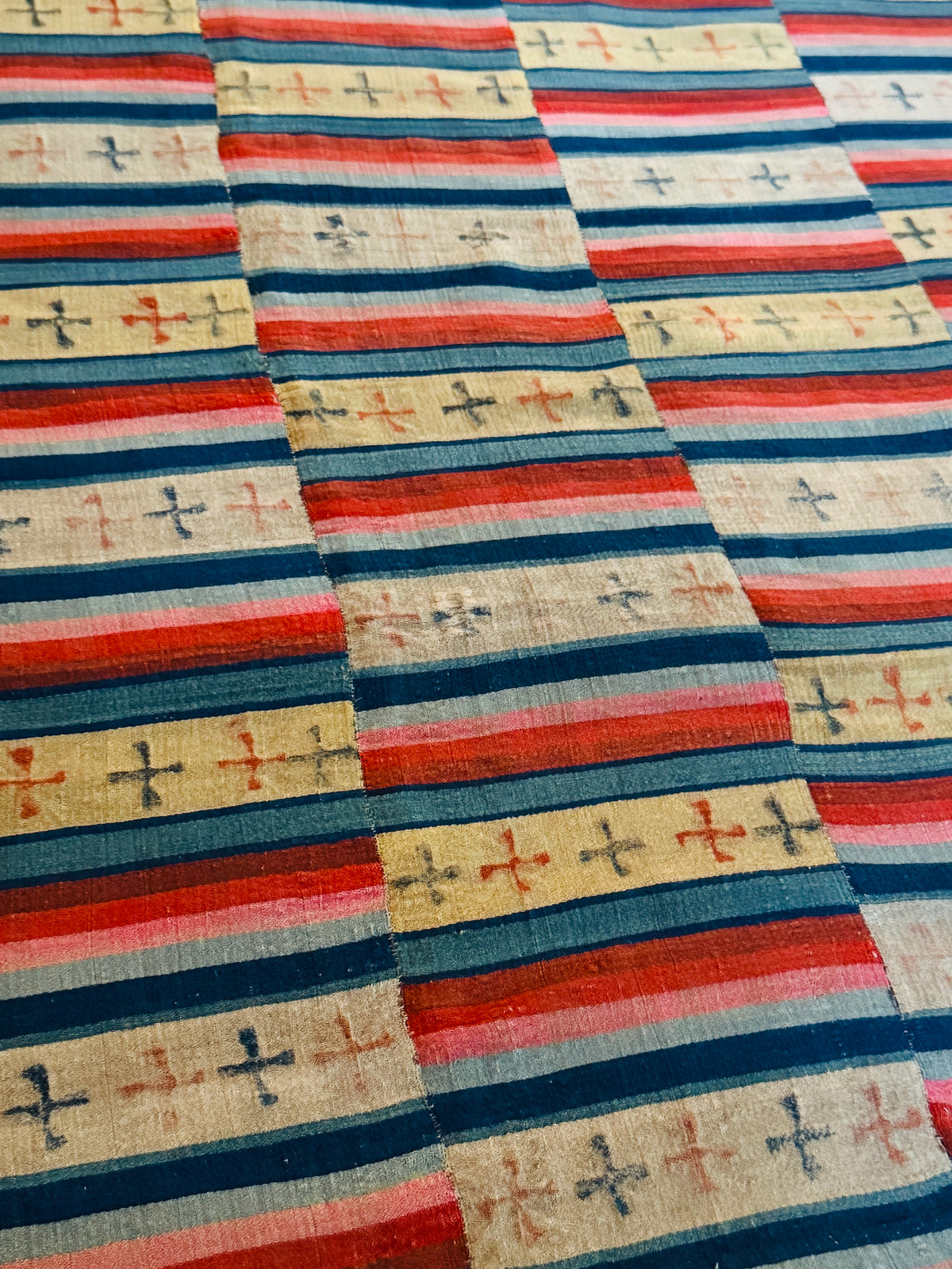 Antique Tibetan Nambu Wool Blanket c1900 Bhutanese Wrap Textile 4'5" x 7'10"