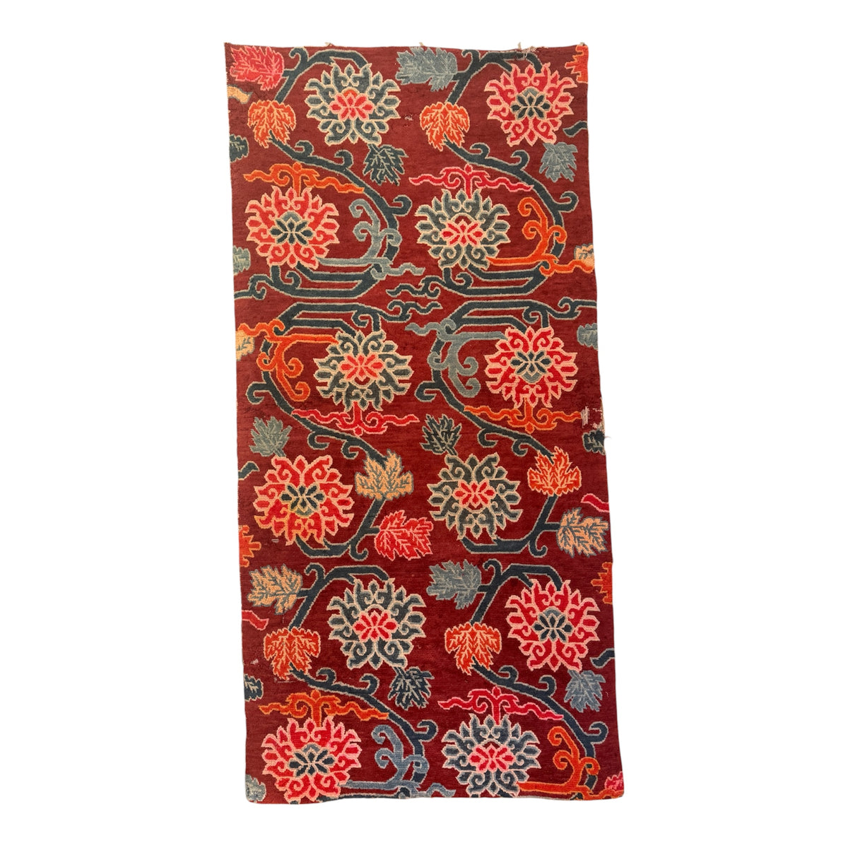An early to mid 20th C., antique Tibetan floral  cushion rug (Copy)